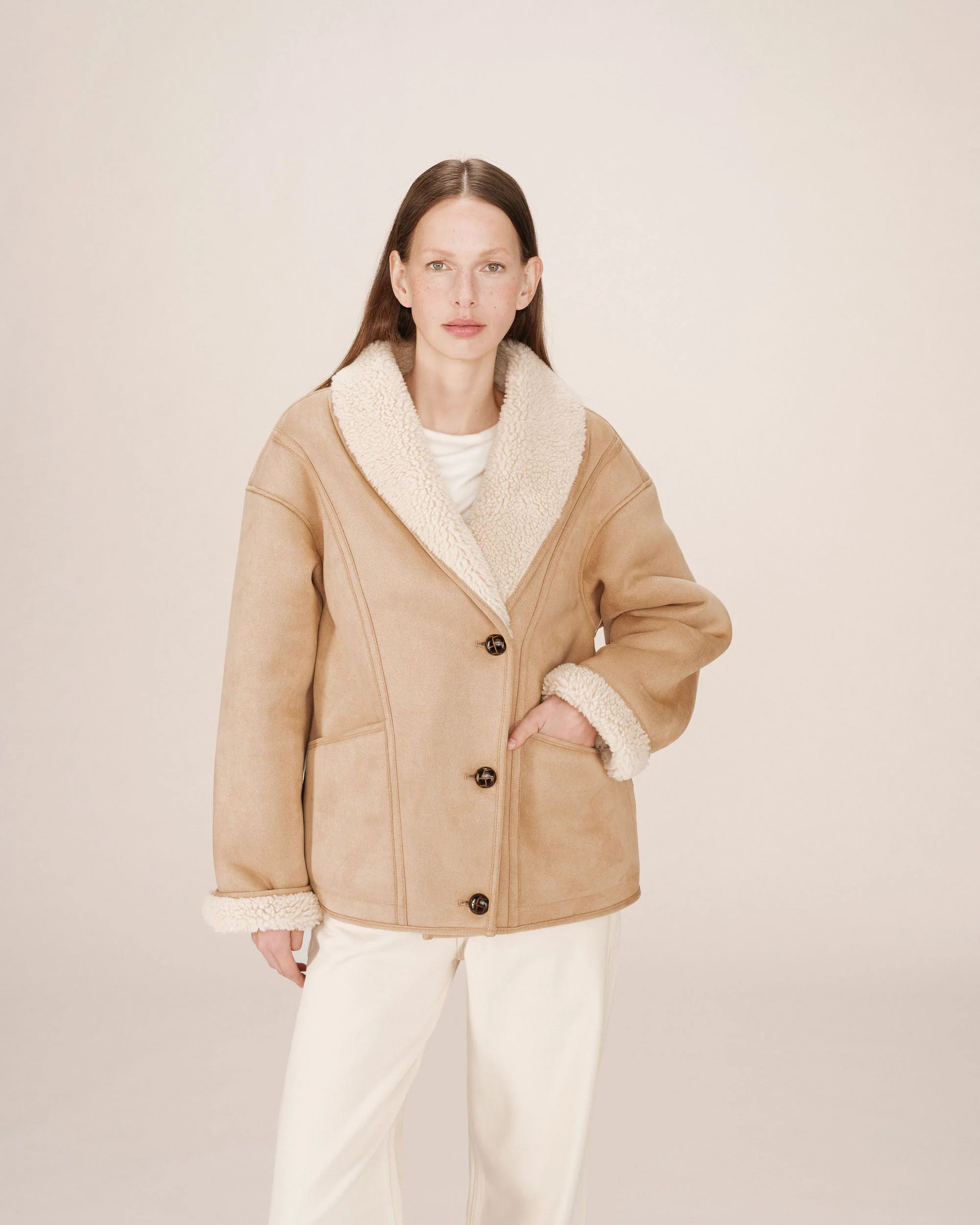 Manteau Beige Rose Swan - Image 2