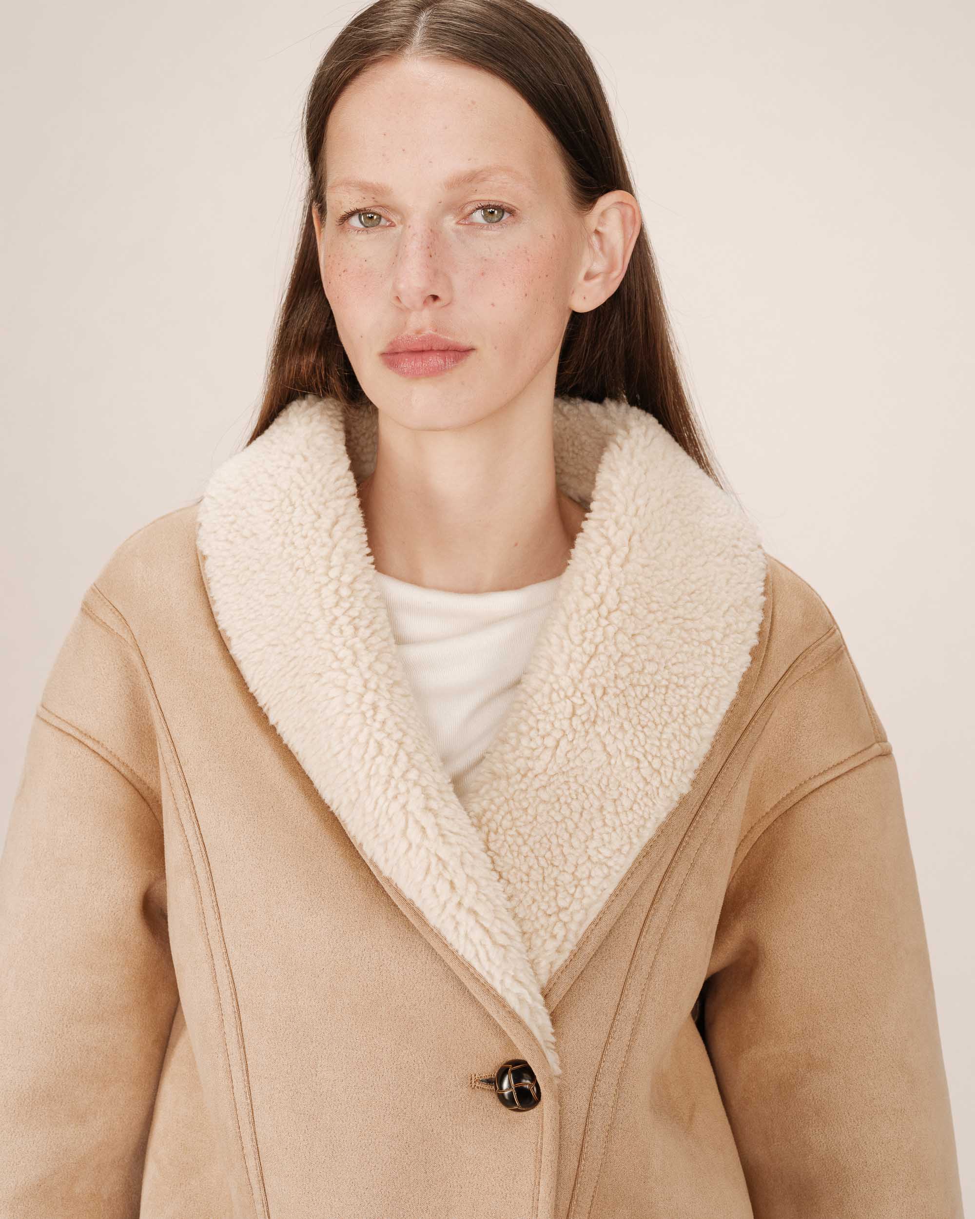 Manteau Beige Rose Swan - Image 3