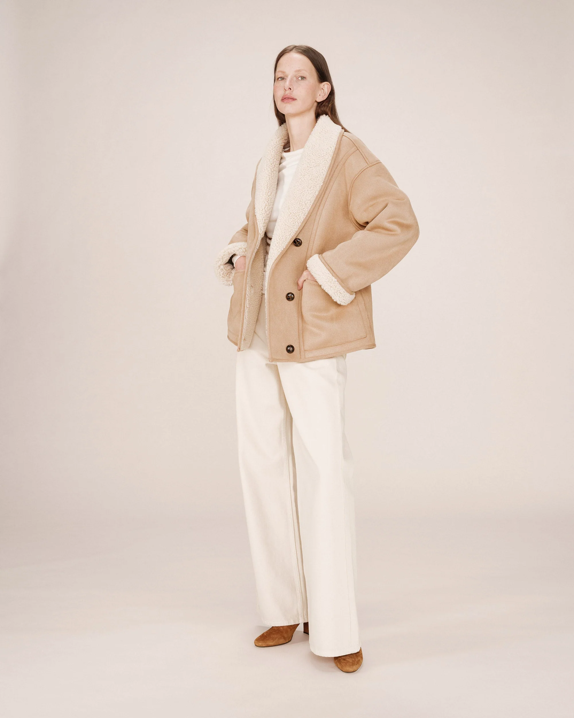 Manteau Beige Rose Swan - Image 4