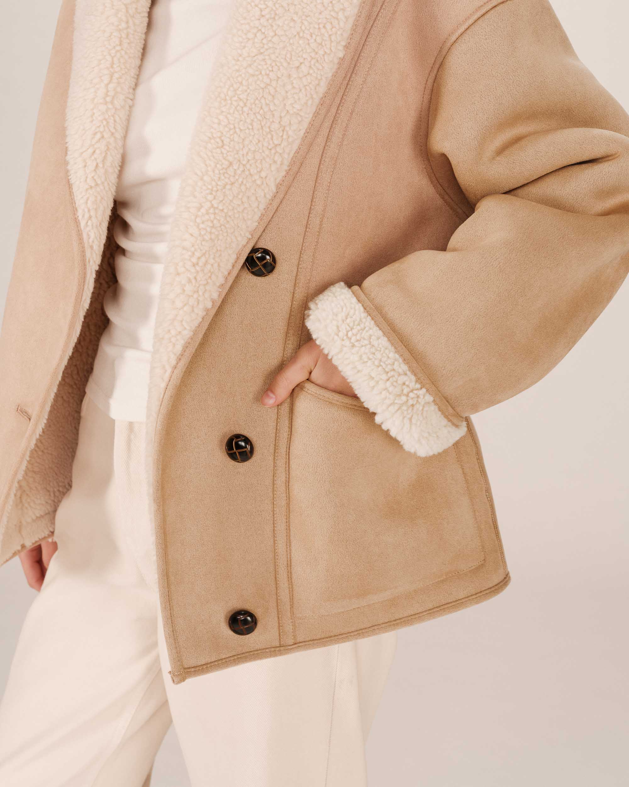 Manteau Beige Rose Swan - Image 5