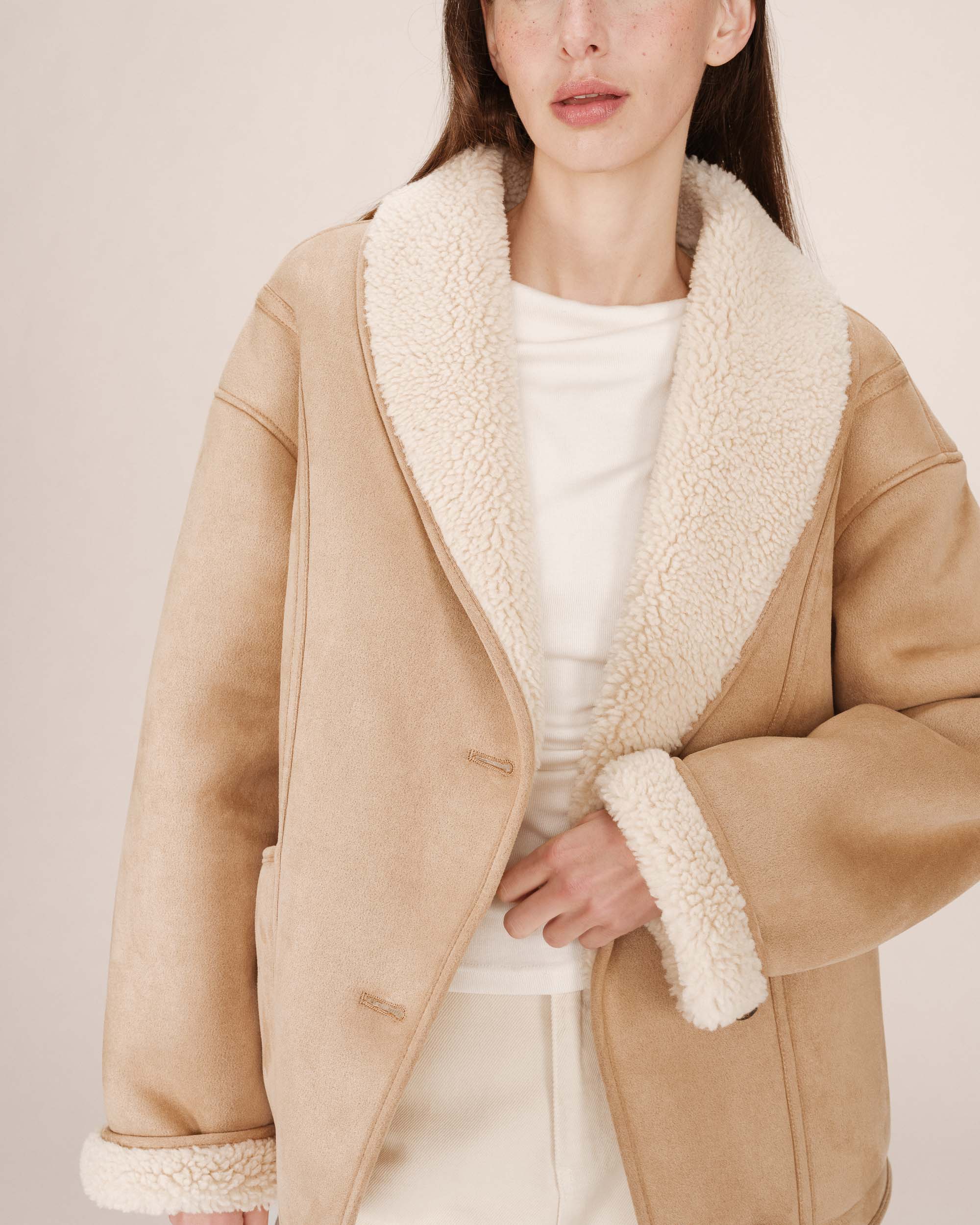 Manteau Beige Rose Swan - Image 6