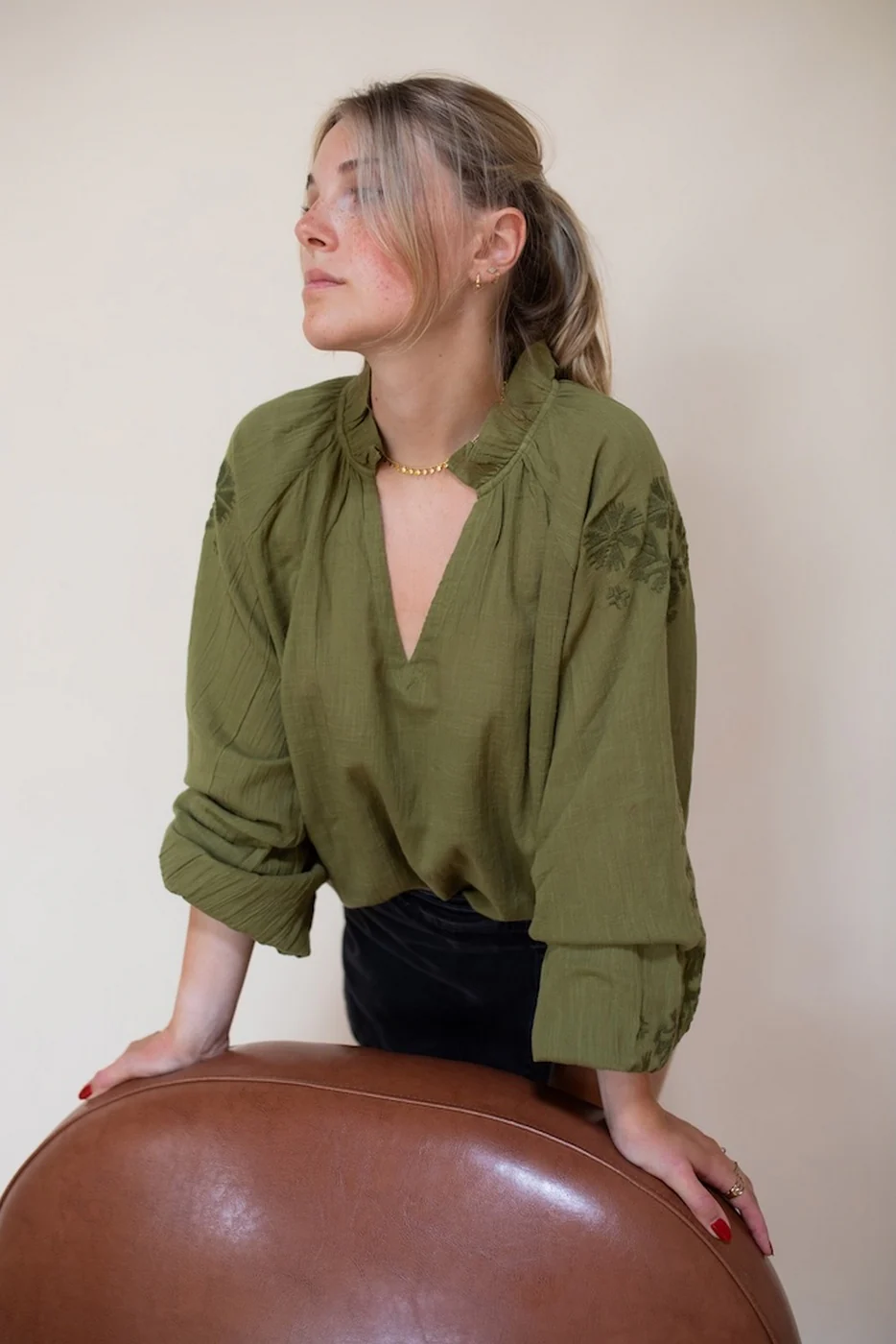 Blouse Vyshyvanka - Kaki - Image 4