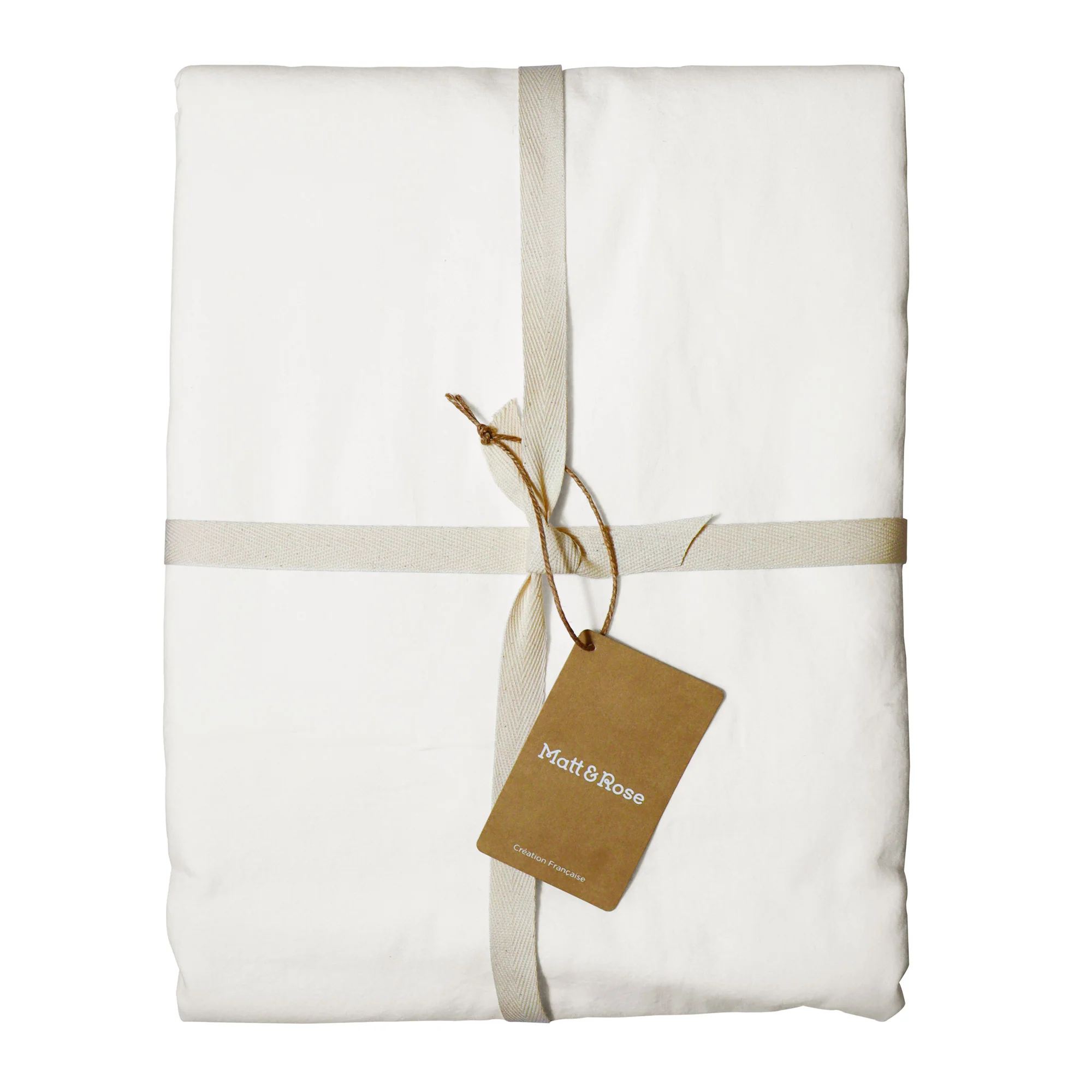Drap Housse - Coton Lavé - 100% Coton Lavé - Blanc - Image 2