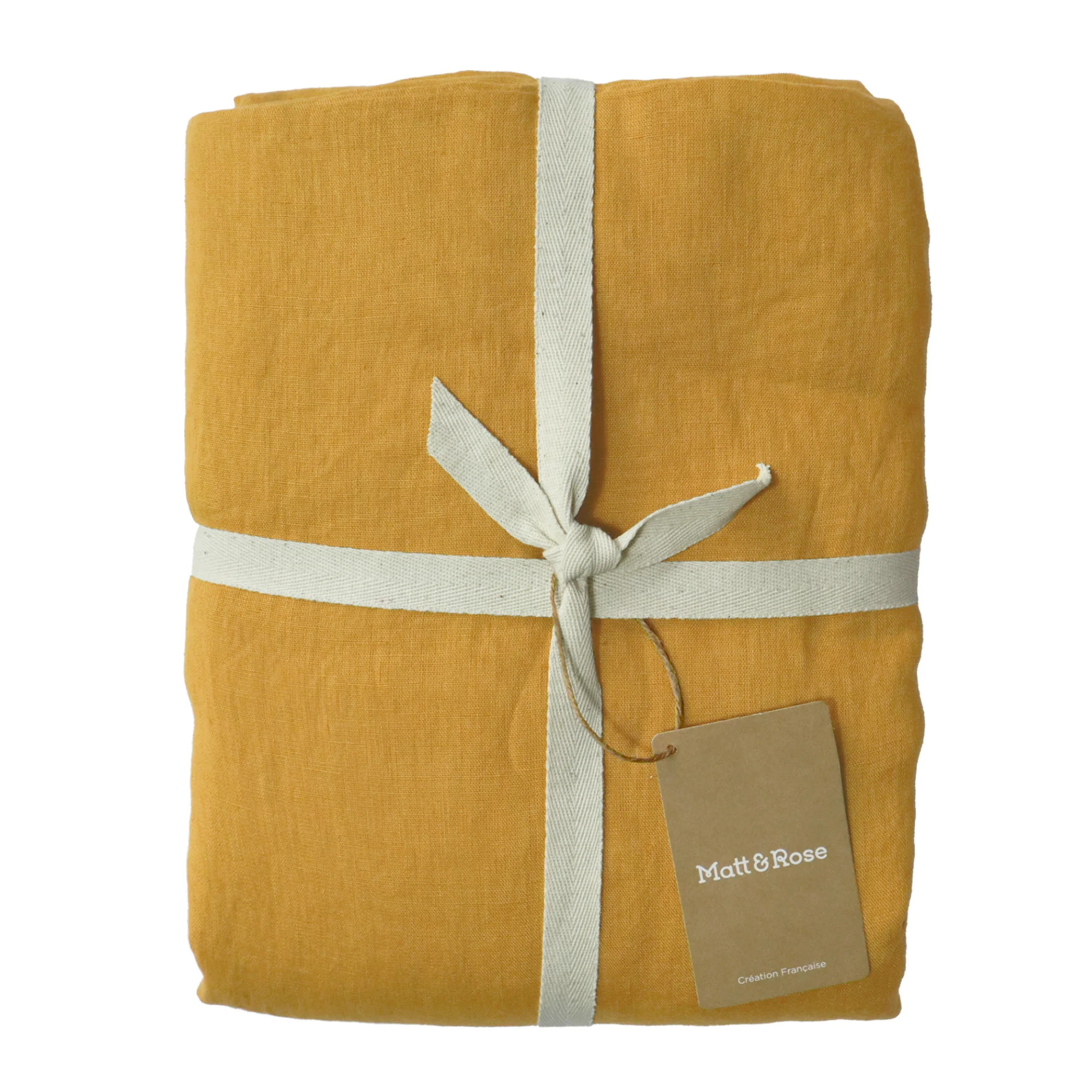 Drap Housse - Lin Uni - 100% Lin Lavé - Safran - Image 2