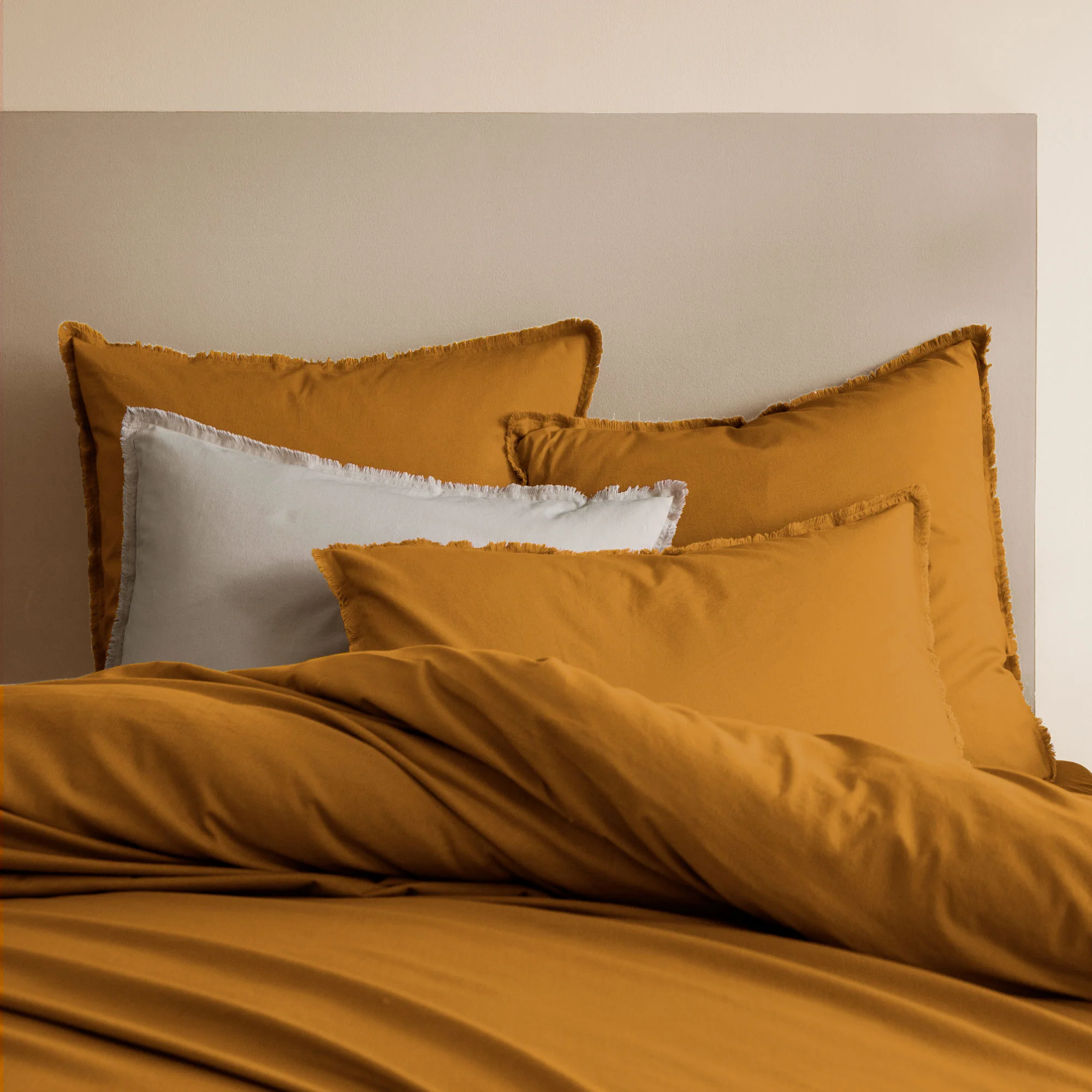 Housse De Couette - Coton Lavé - 100% Coton Lavé - Caramel - Image 3