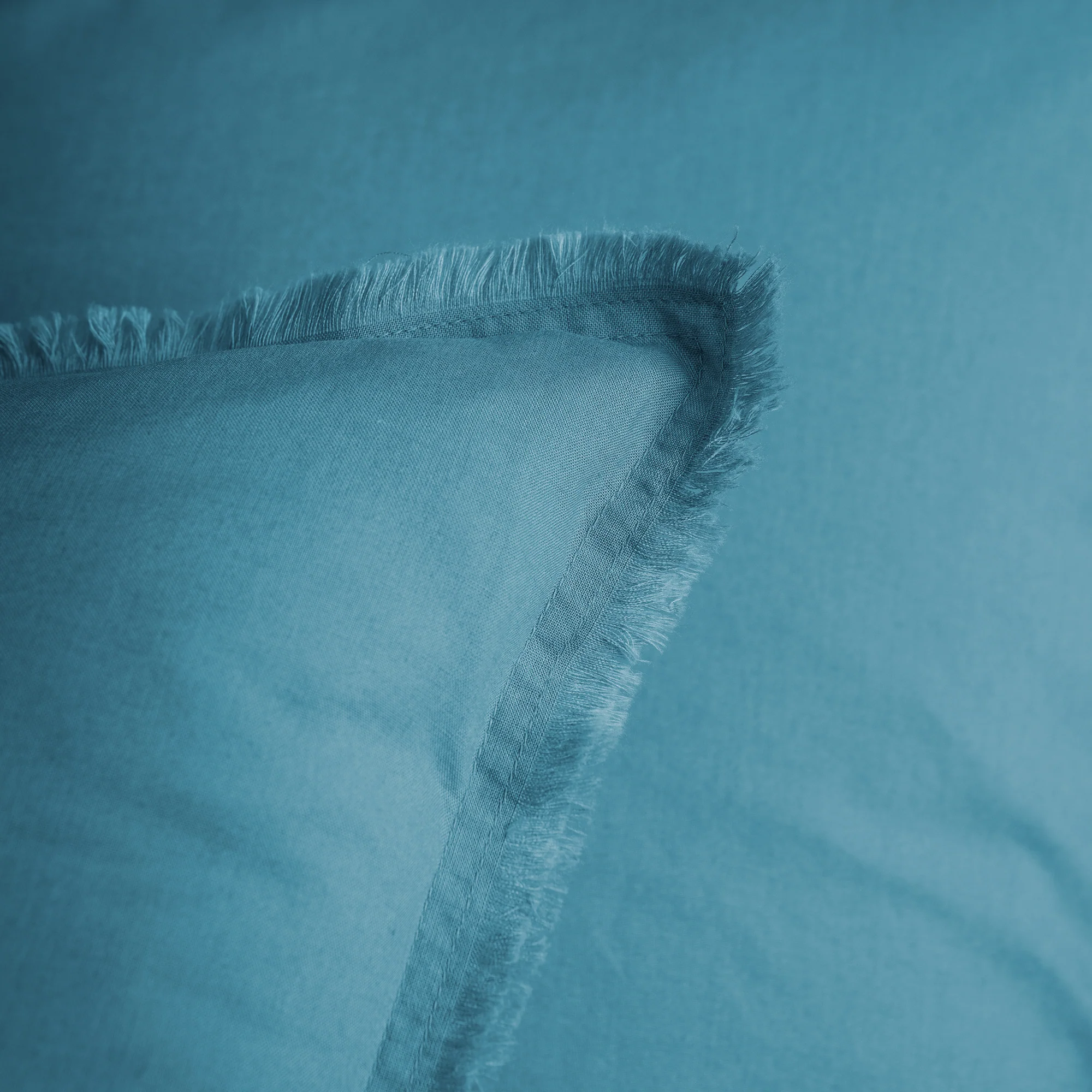 Parure De Lit Complète - Housse de Couette et Taies d'Oreillers - 100% Coton Lavé - Bleu Glacier - Image 3
