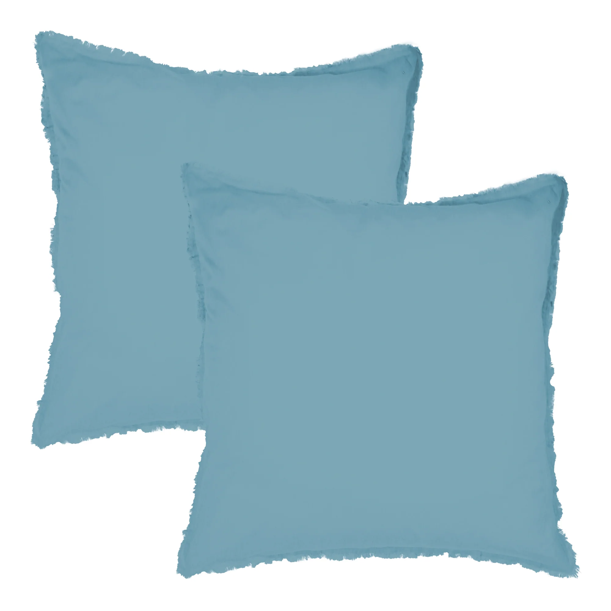 Parure De Lit Complète - Housse de Couette et Taies d'Oreillers - 100% Coton Lavé - Bleu Glacier - Image 5