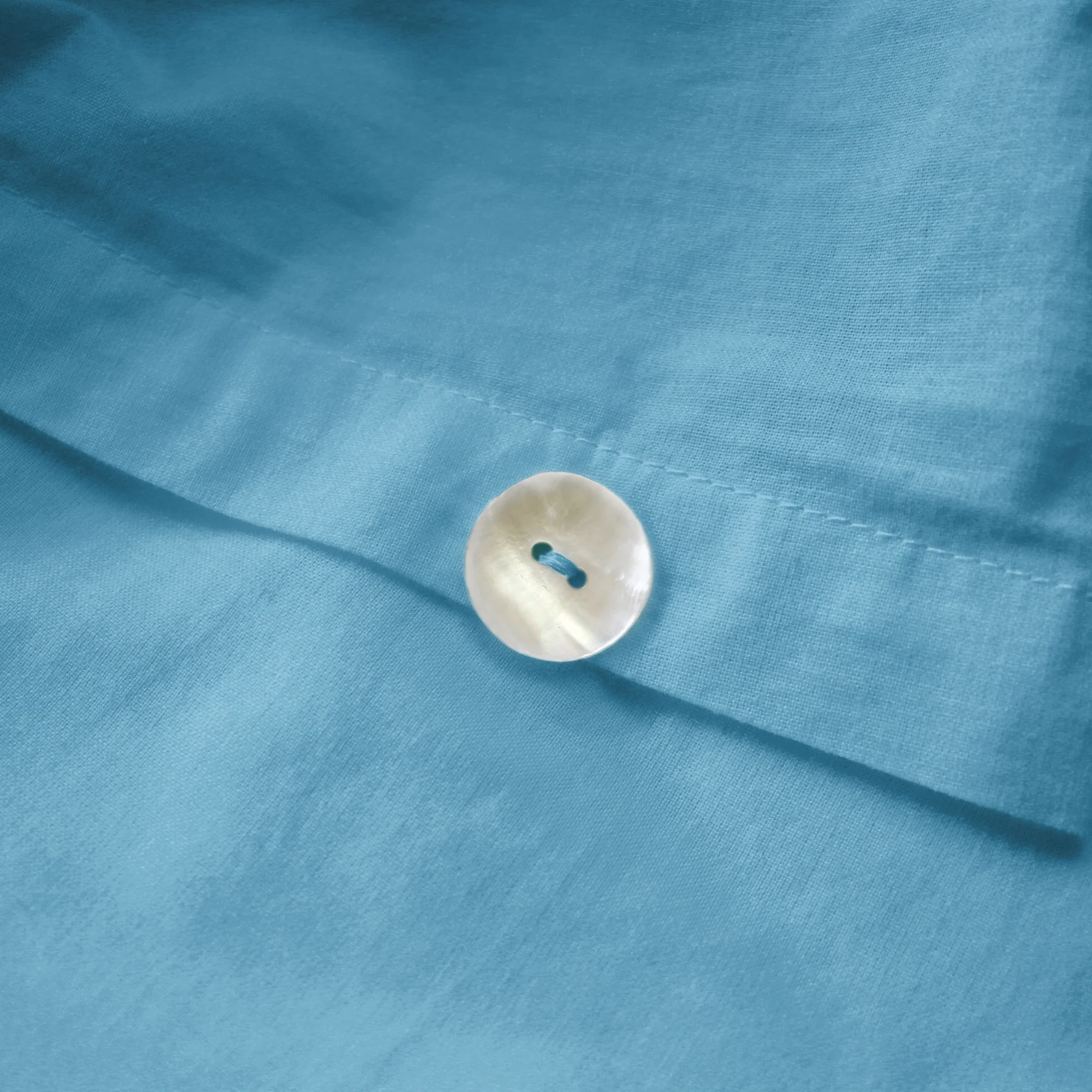 Parure De Lit Complète - Housse de Couette et Taies d'Oreillers - 100% Coton Lavé - Bleu Glacier - Image 6