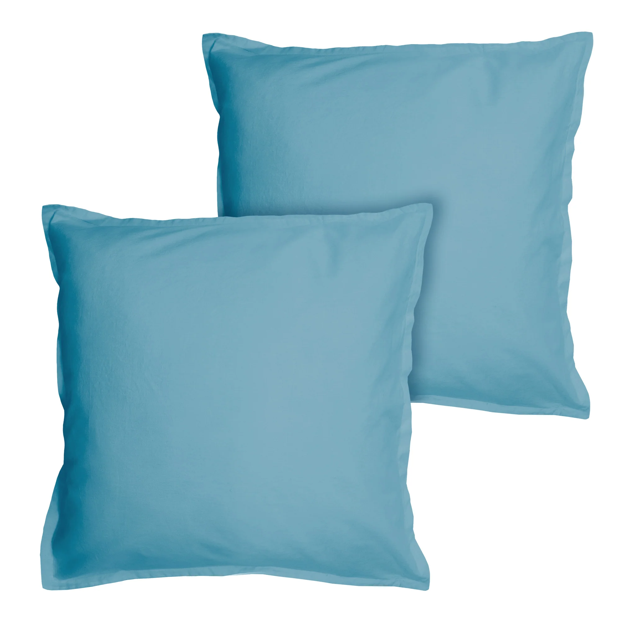 Parure De Lit - Coton Lavé Volant - 100% Coton Lavé - Bleu Glacier - Image 4