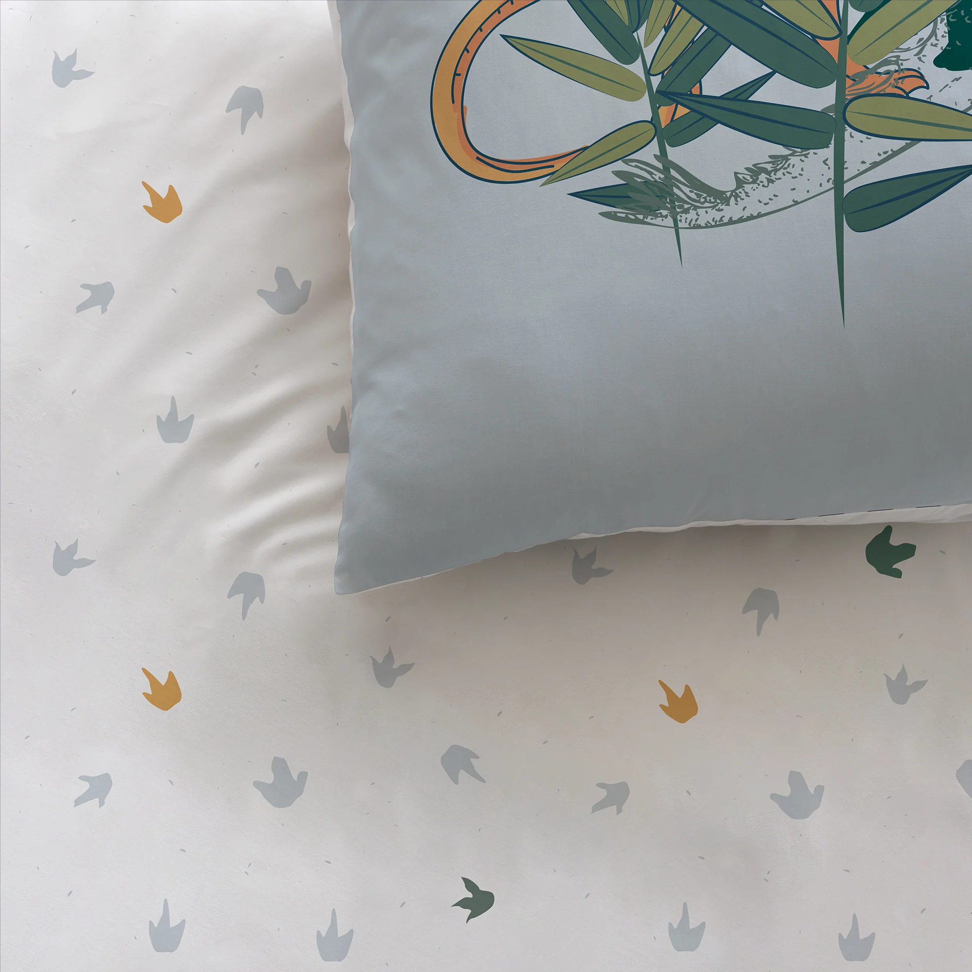 Parure De Lit - Dino Jungle - 100% Coton - Gris Et Blanc - Image 2