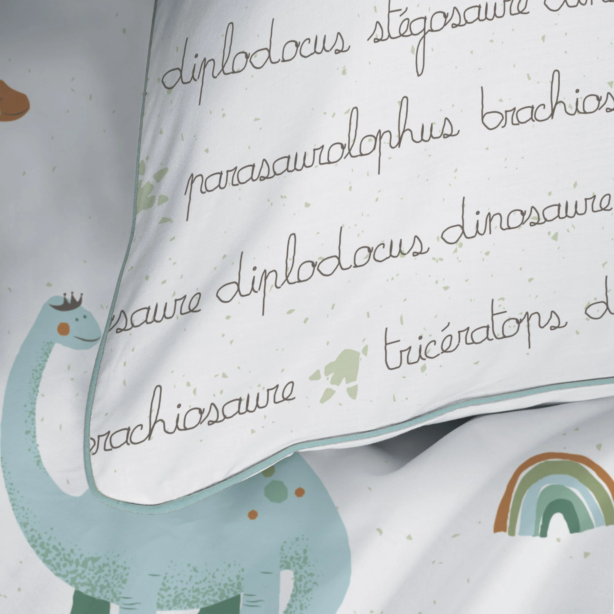Parure De Lit - Dinos - 100% Coton - Blanc - Image 3