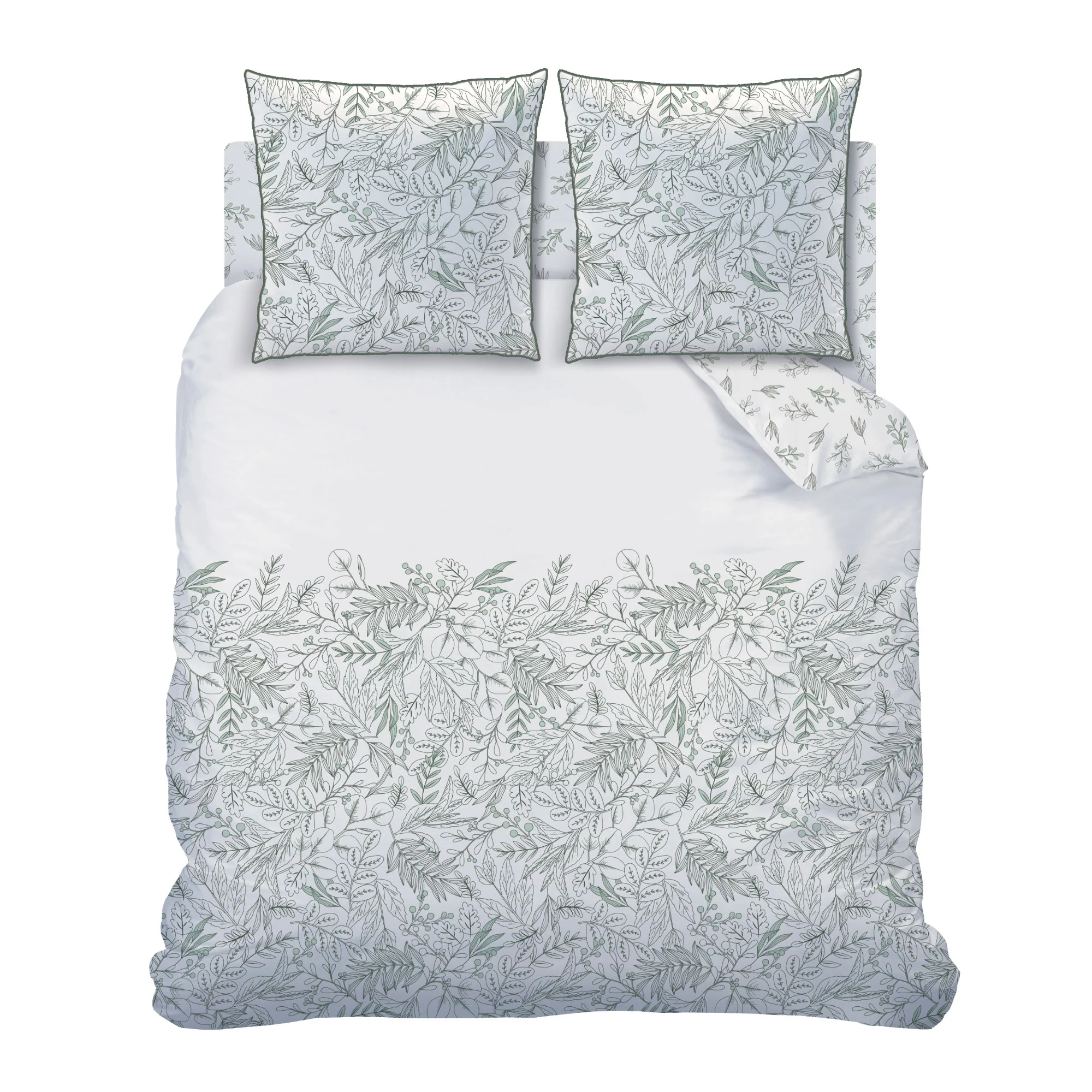 Parure De Lit - Esprit Botanique - 100% Coton - Blanc - Image 3