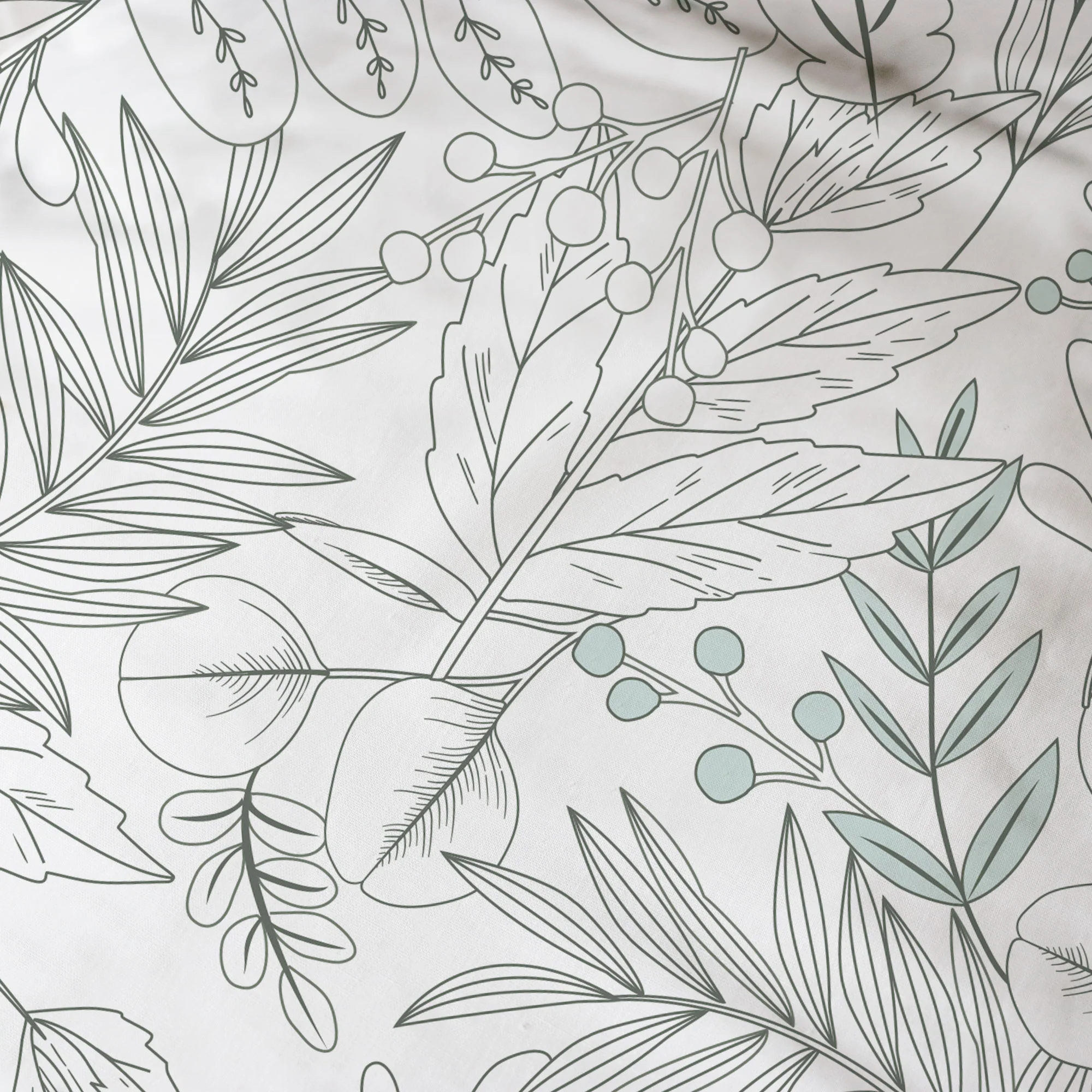 Parure De Lit - Esprit Botanique - 100% Coton - Blanc - Image 6