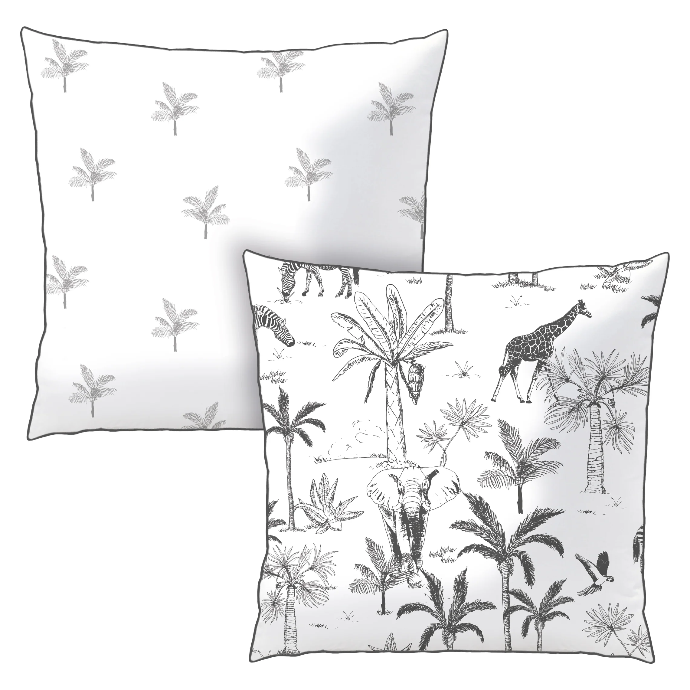 Parure De Lit - Gravure Tropicale - 100% Coton - Blanc Et Noir - Image 4