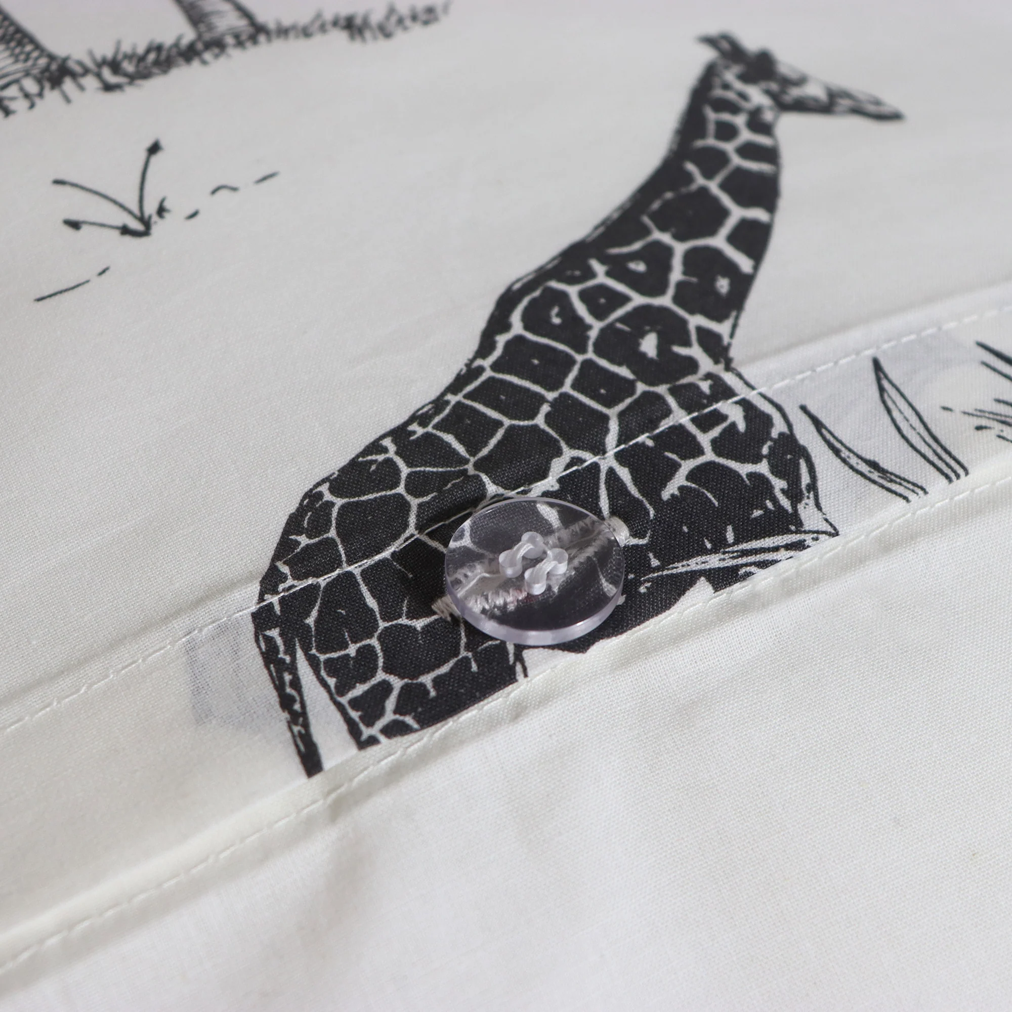 Parure De Lit - Gravure Tropicale - 100% Coton - Blanc Et Noir - Image 6