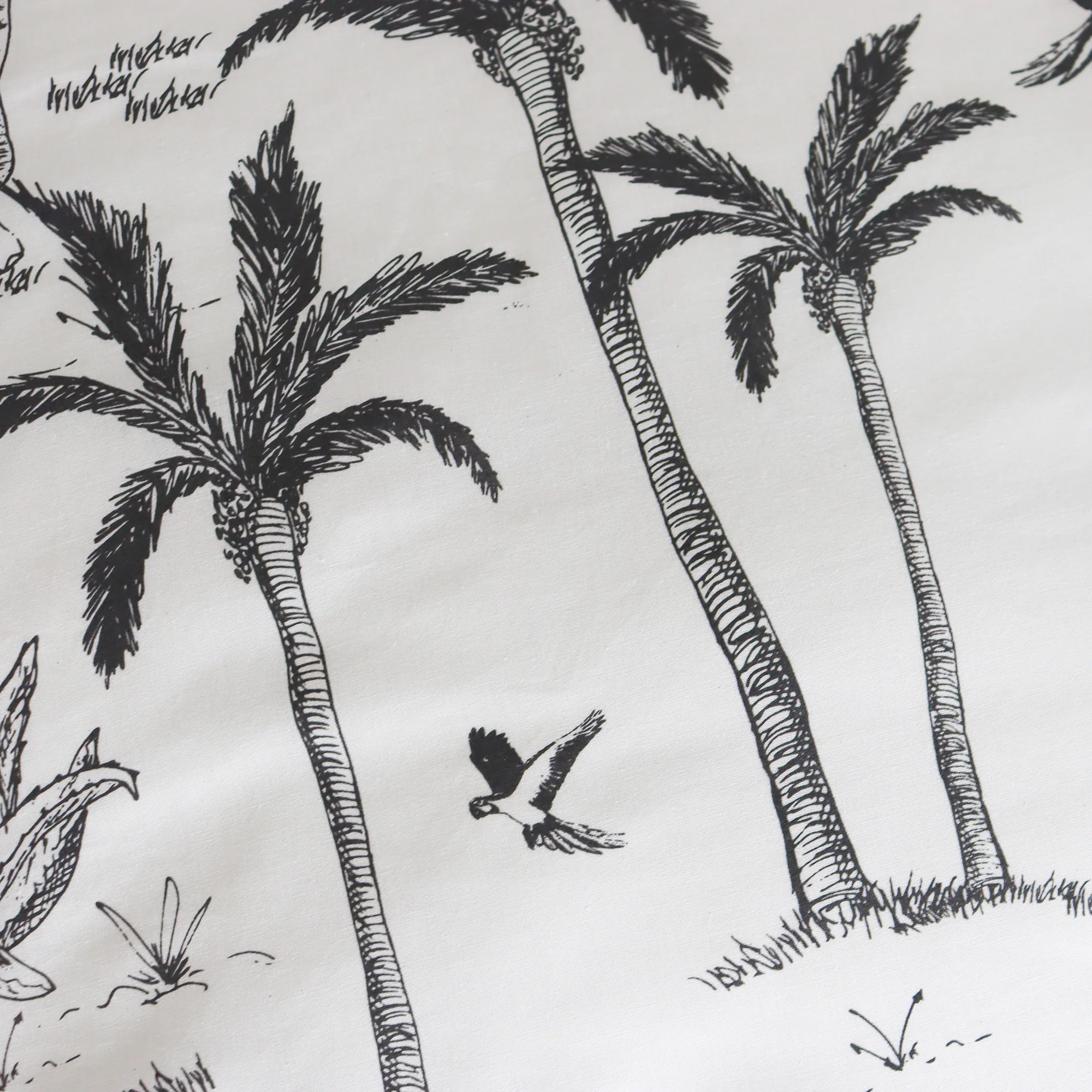 Parure De Lit - Gravure Tropicale - 100% Coton - Blanc Et Noir - Image 7