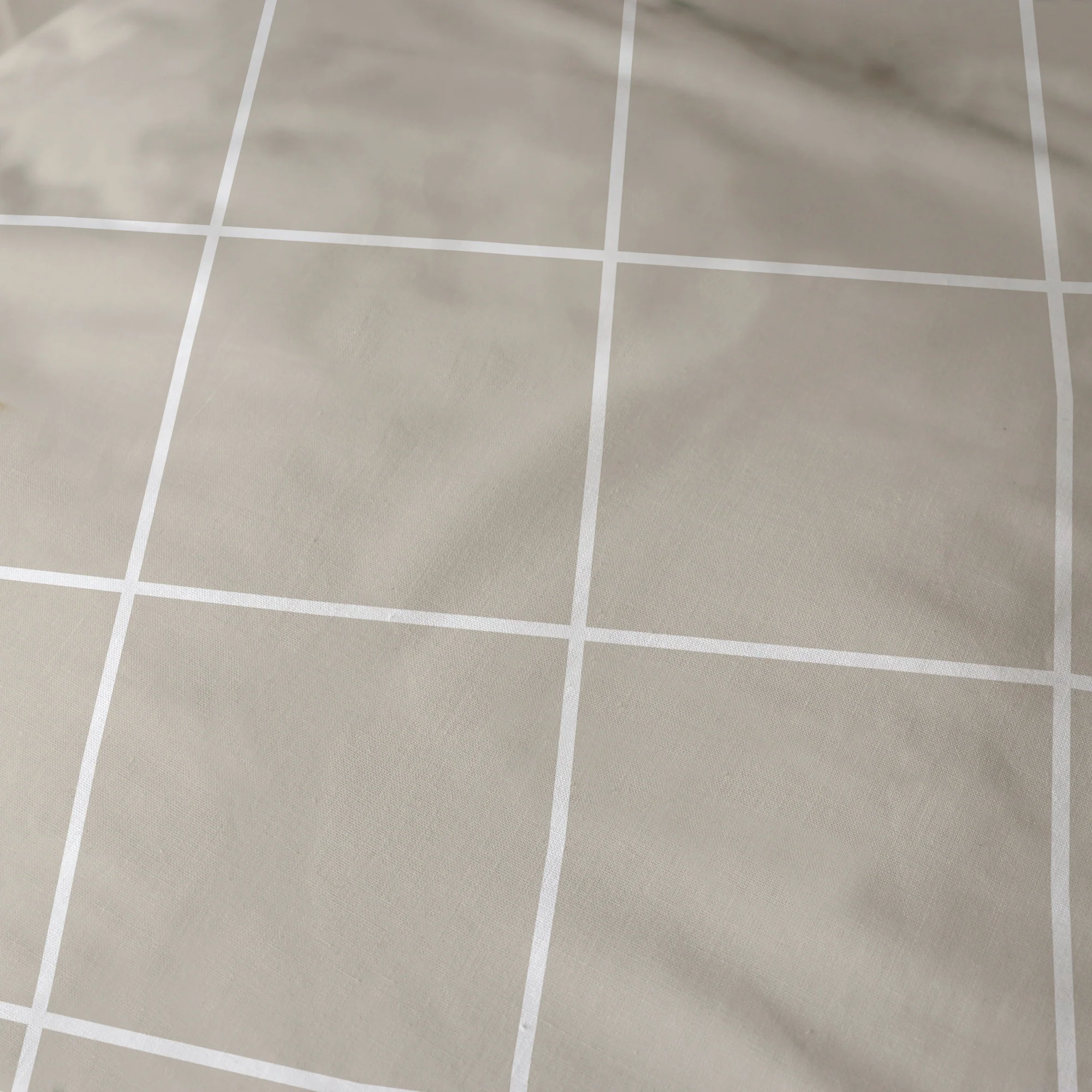Parure De Lit - Greige Checks - 100% Coton - Greige Et Blanc - Image 9