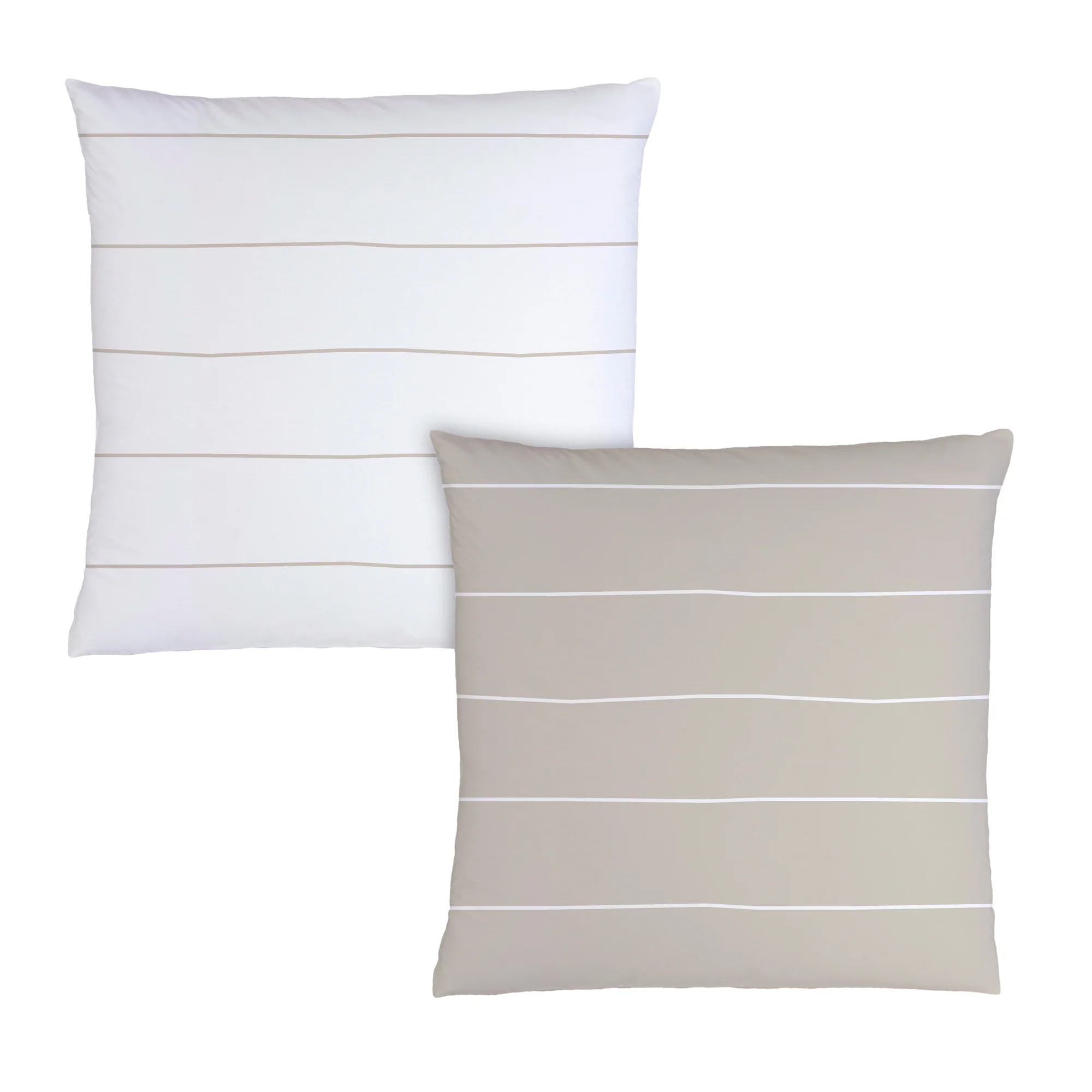 Parure De Lit - Greige Stripes - 100% Coton - Greige Et Blanc - Image 5