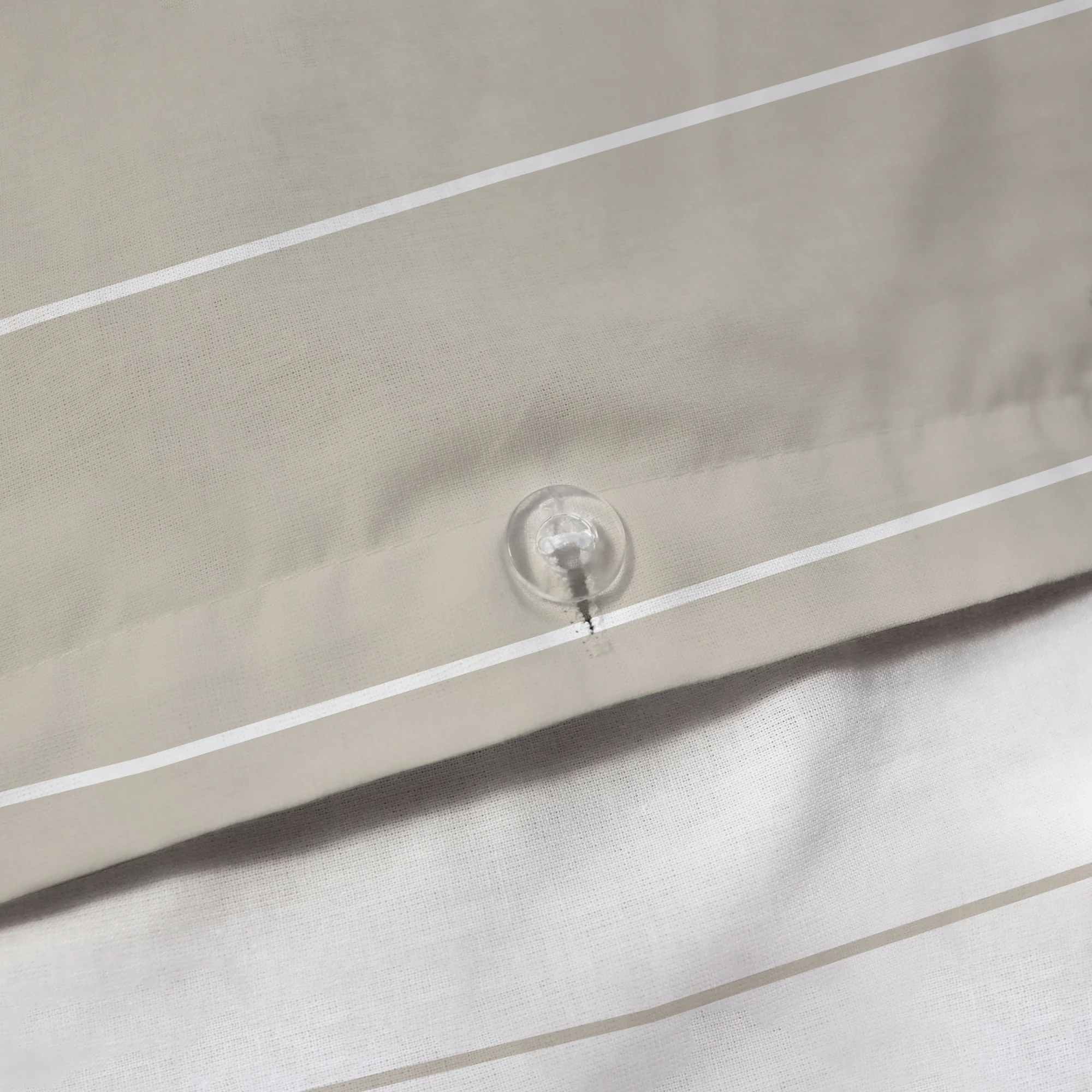 Parure De Lit - Greige Stripes - 100% Coton - Greige Et Blanc - Image 7