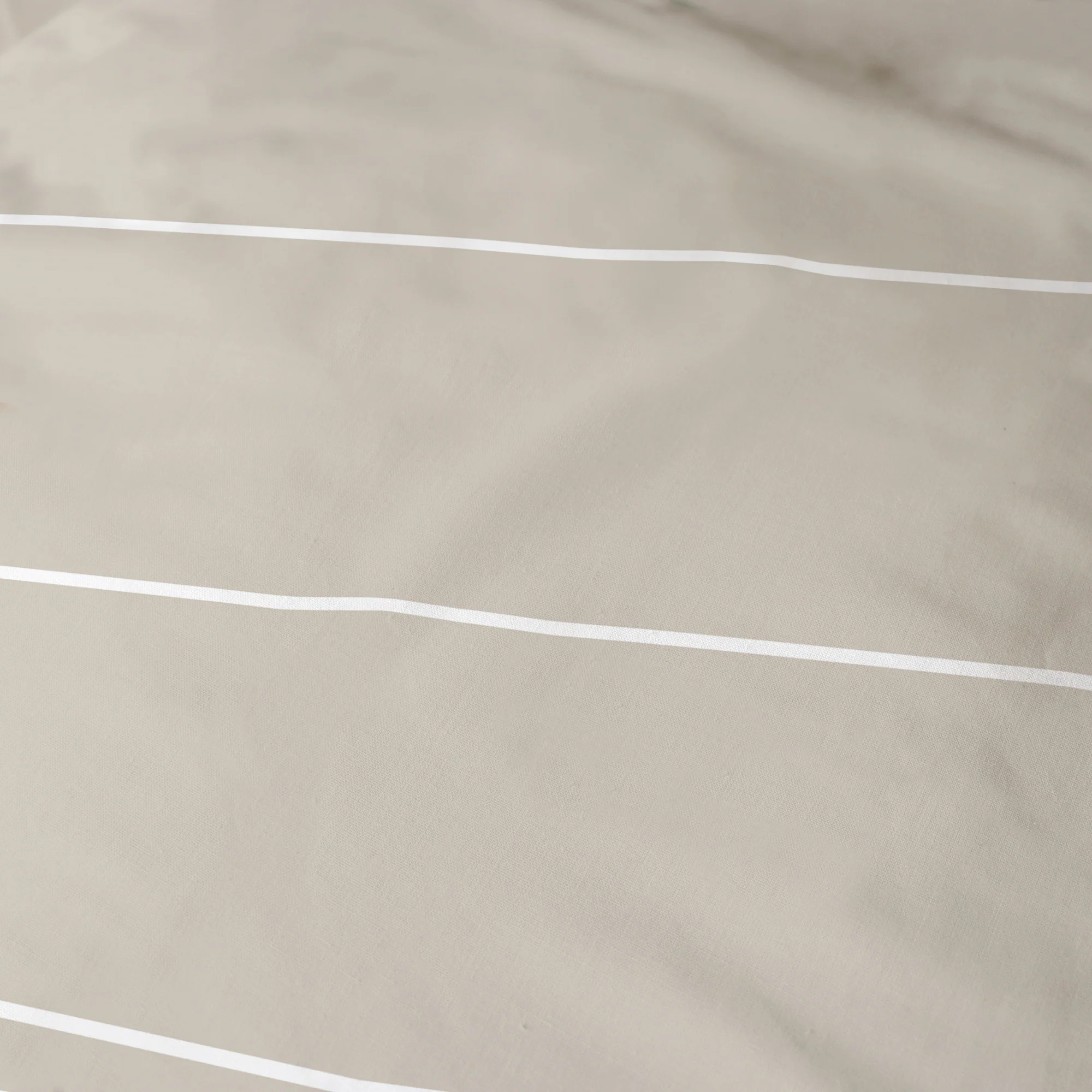 Parure De Lit - Greige Stripes - 100% Coton - Greige Et Blanc - Image 8