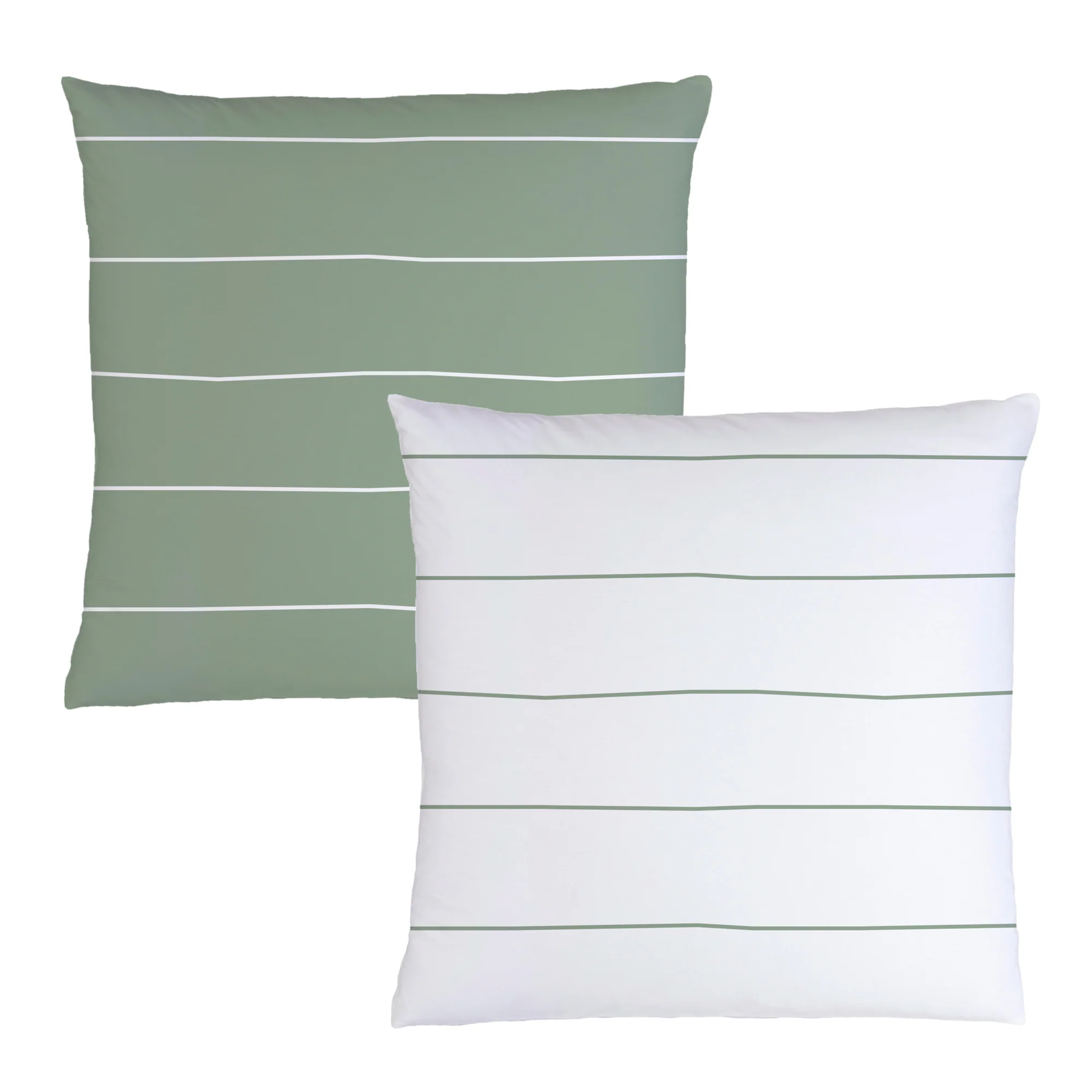 Parure De Lit - Lichen Stripes - 100% Coton - Lichen Et Blanc - Image 5