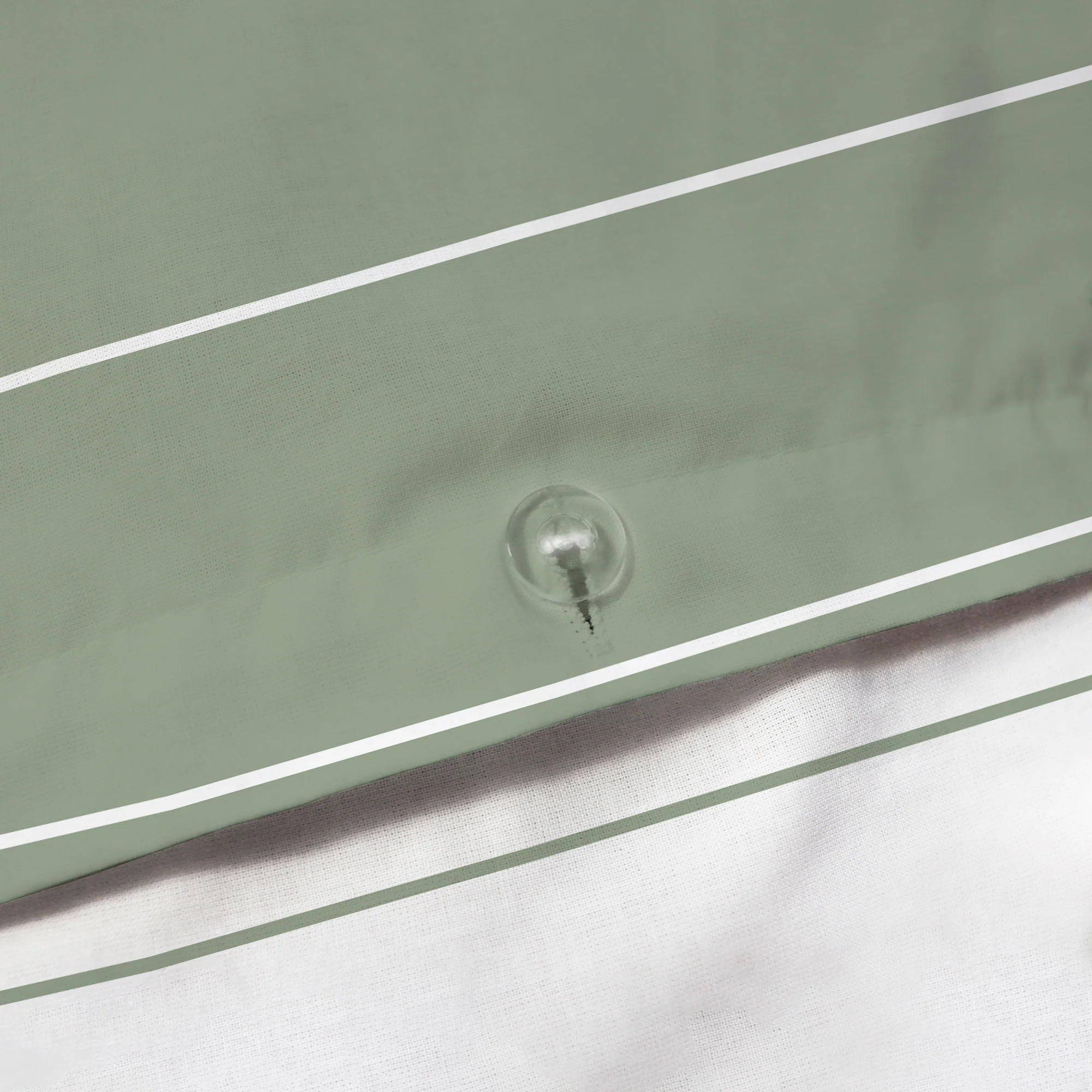 Parure De Lit - Lichen Stripes - 100% Coton - Lichen Et Blanc - Image 7