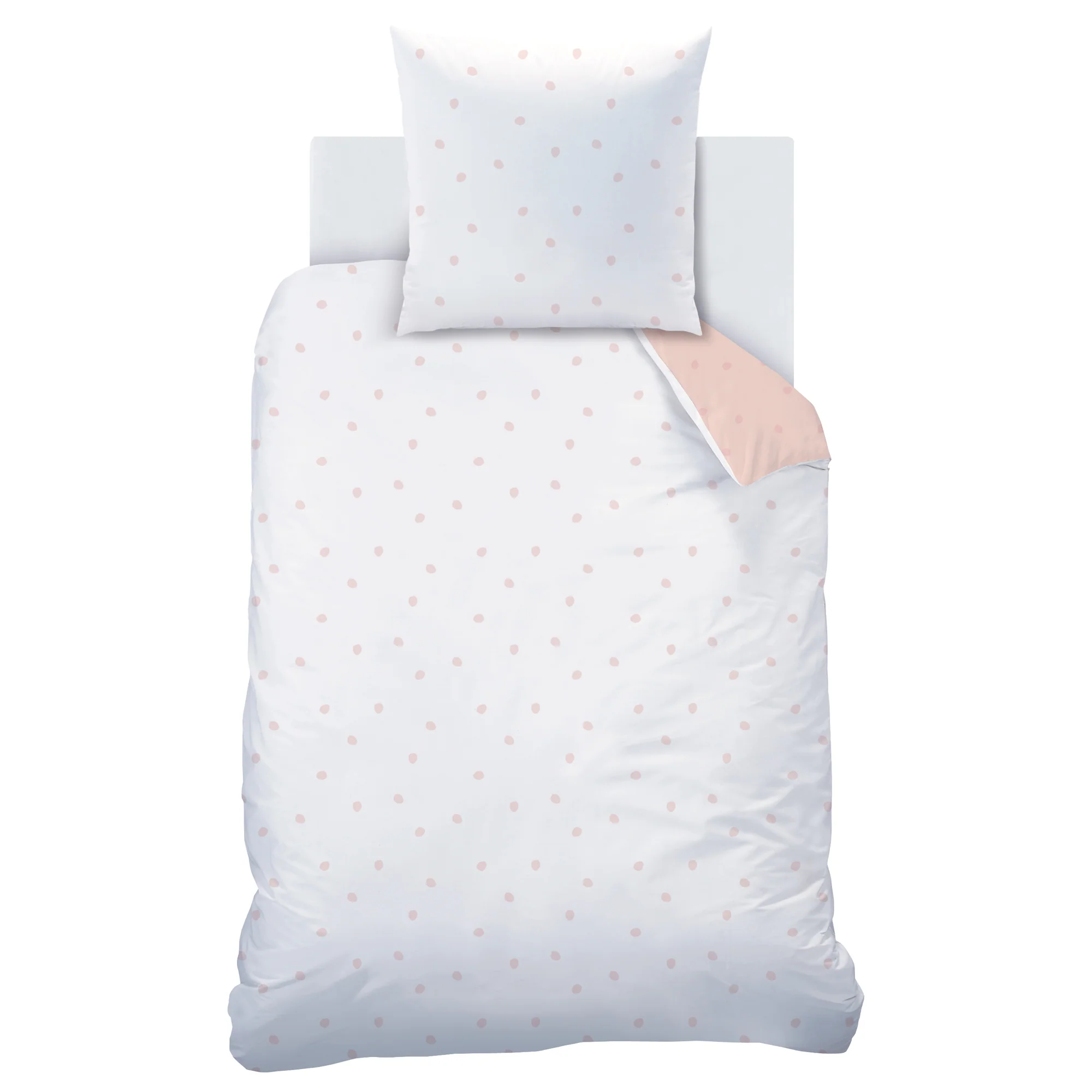 Parure De Lit - Nuages - 100% Coton - Blanc Et Rose - Image 3