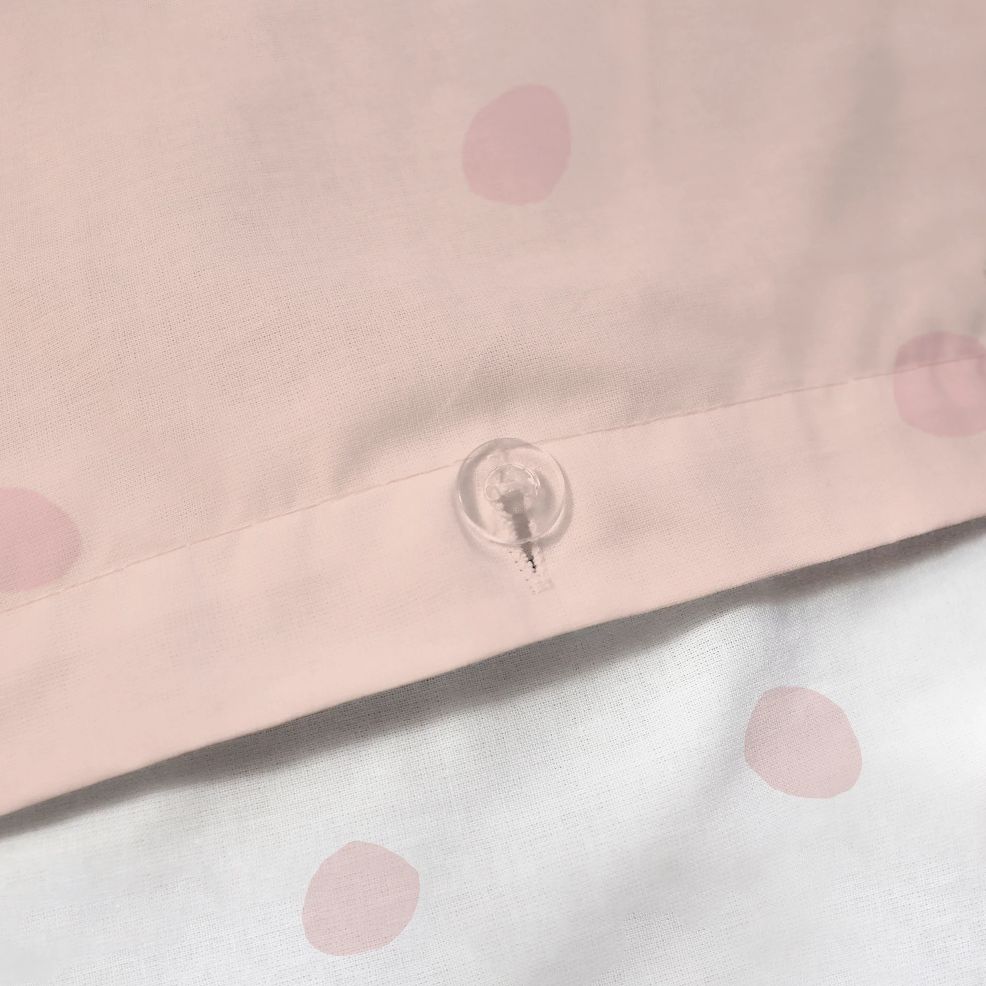 Parure De Lit - Nuages - 100% Coton - Blanc Et Rose - Image 4