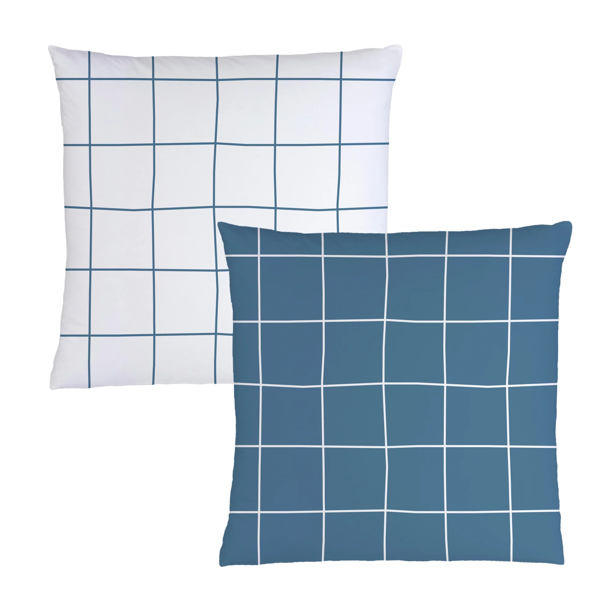 Parure De Lit - Océan Checks - 100% Coton - Bleu Et Blanc - Image 10
