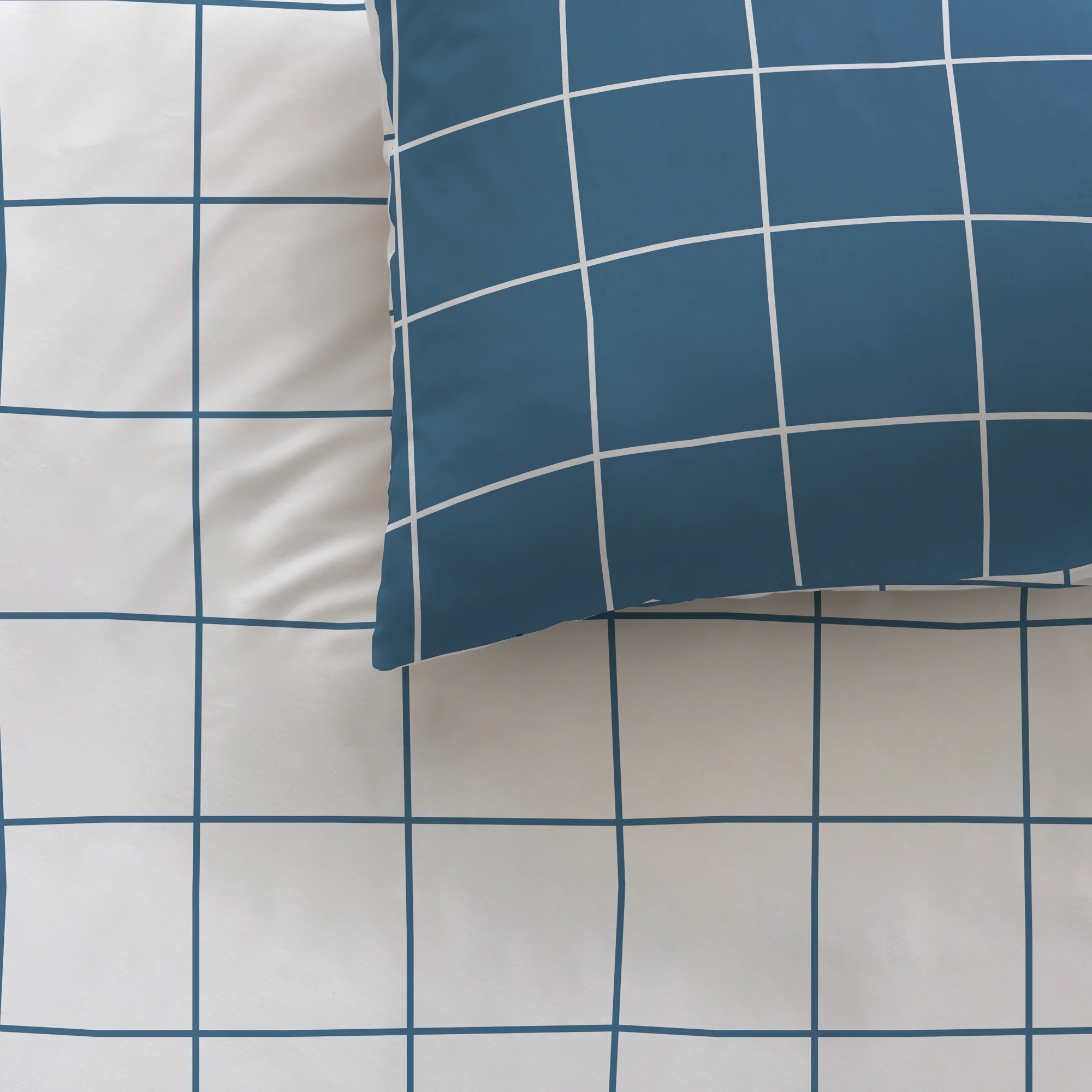 Parure De Lit - Océan Checks - 100% Coton - Bleu Et Blanc - Image 6