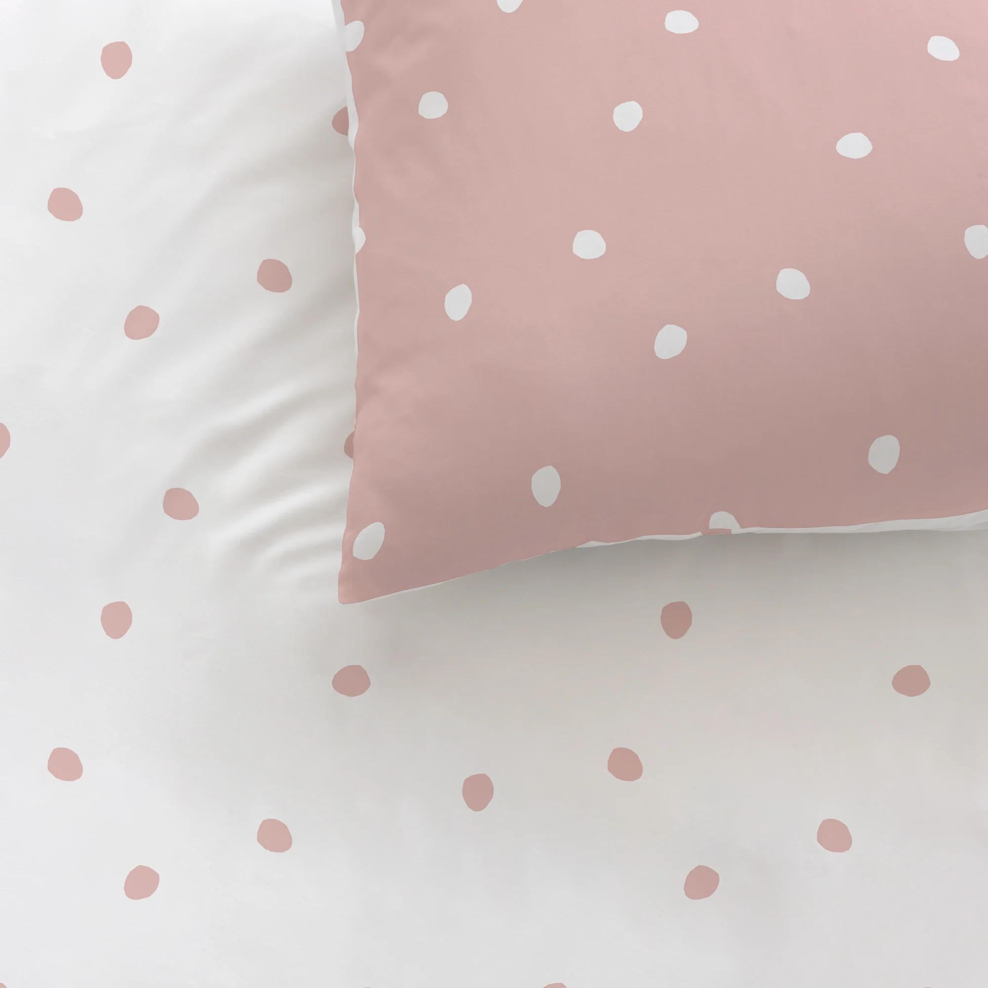 Parure De Lit - Pink Spots - 100% Coton - Rose Et Blanc - Image 2