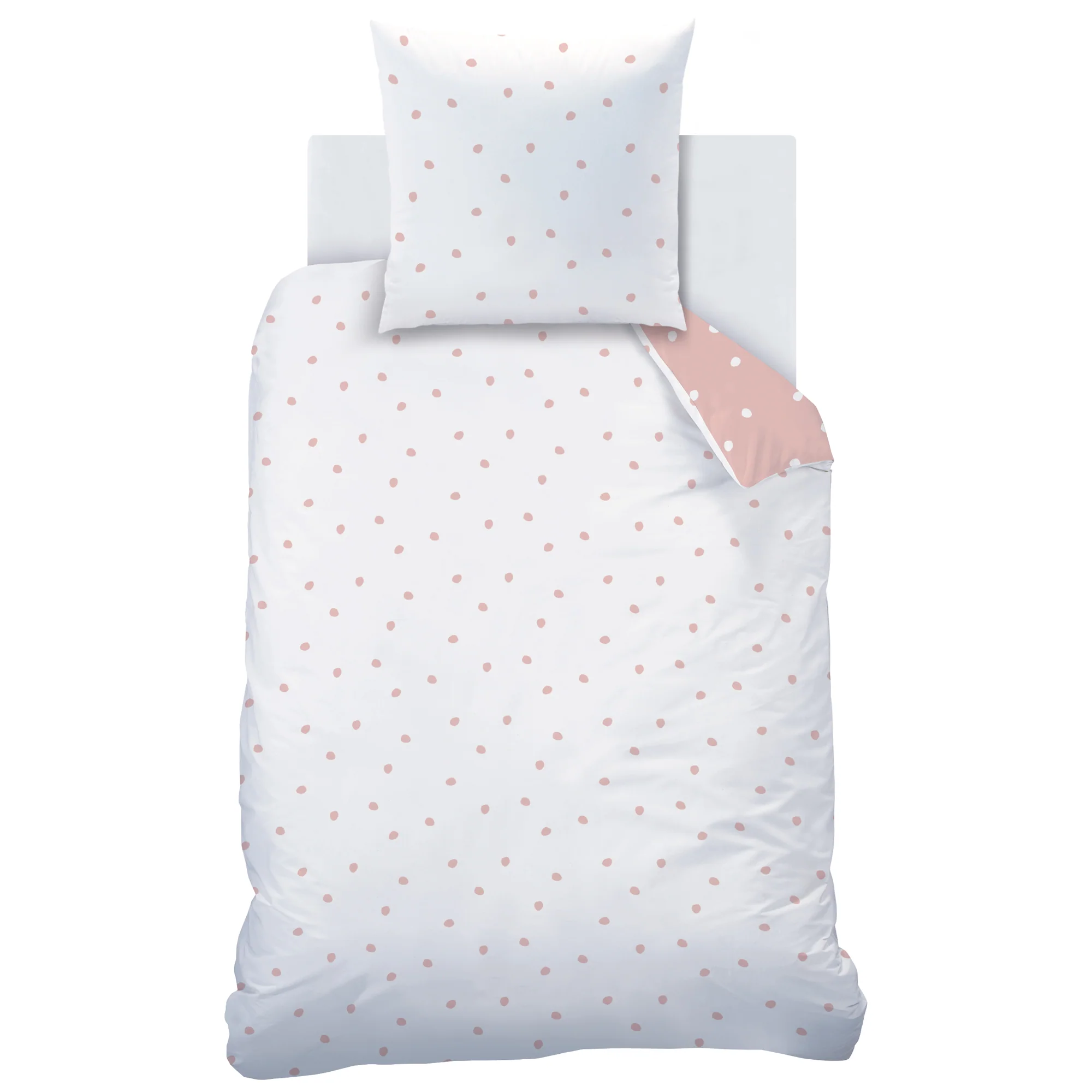 Parure De Lit - Pink Spots - 100% Coton - Rose Et Blanc - Image 4