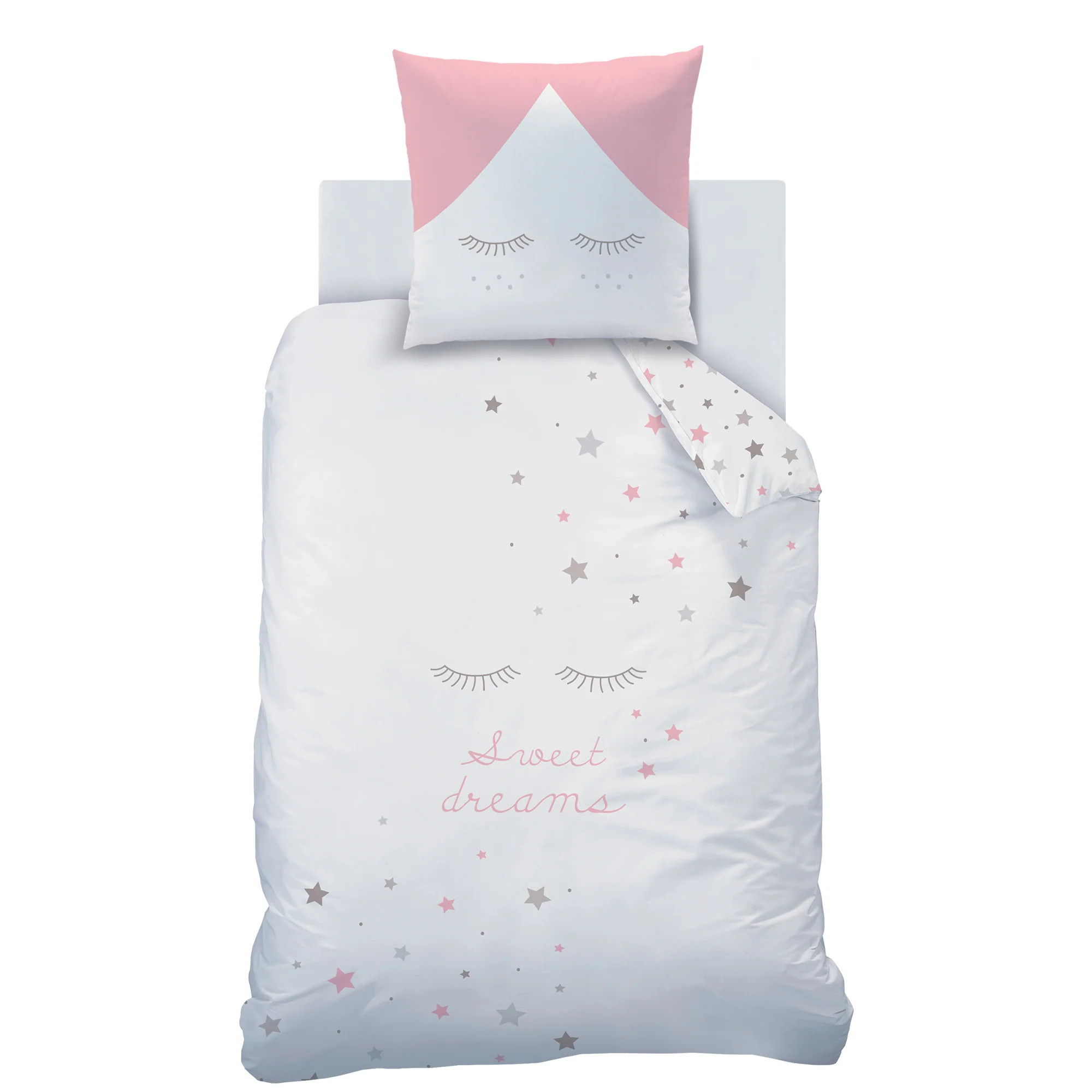 Parure De Lit - Sweet Dreams Pink - 100% Coton - Blanc Et Rose - Image 3