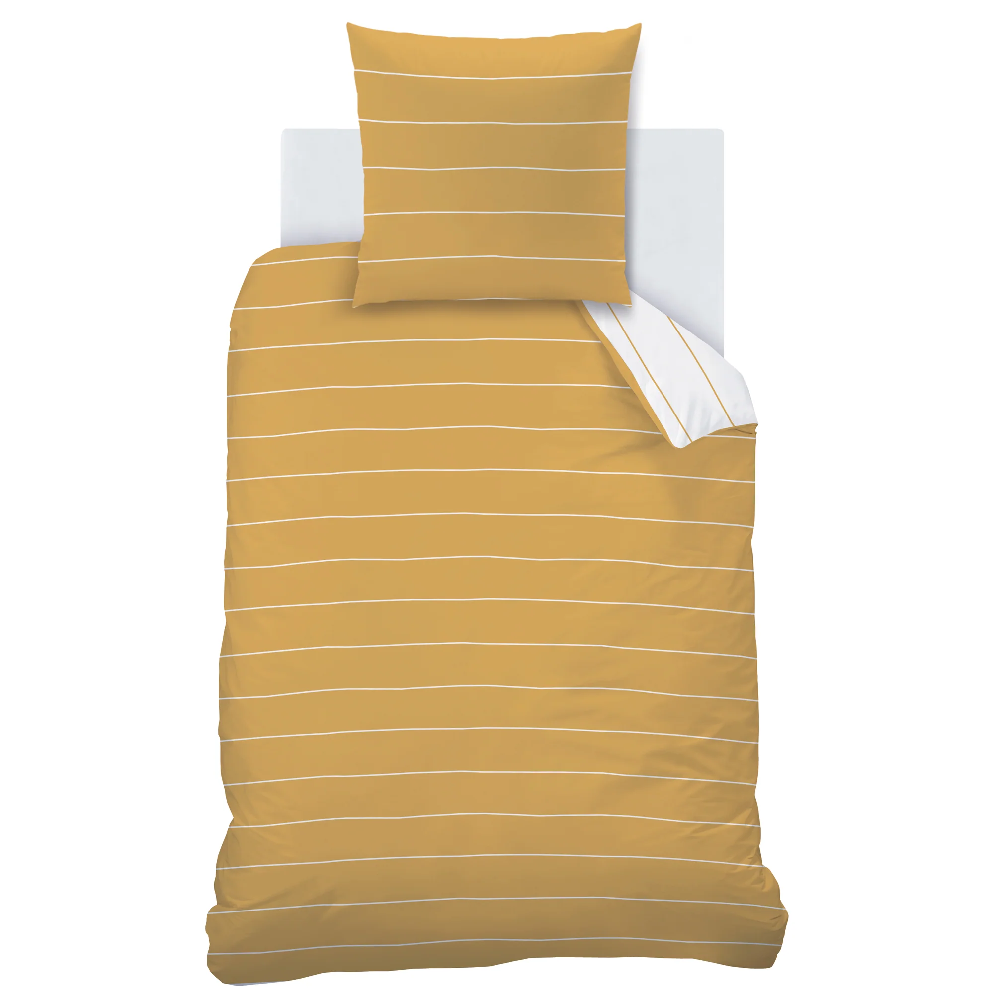 Parure De Lit - Toffee Stripes - 100% Coton - Caramel Et Blanc - Image 12