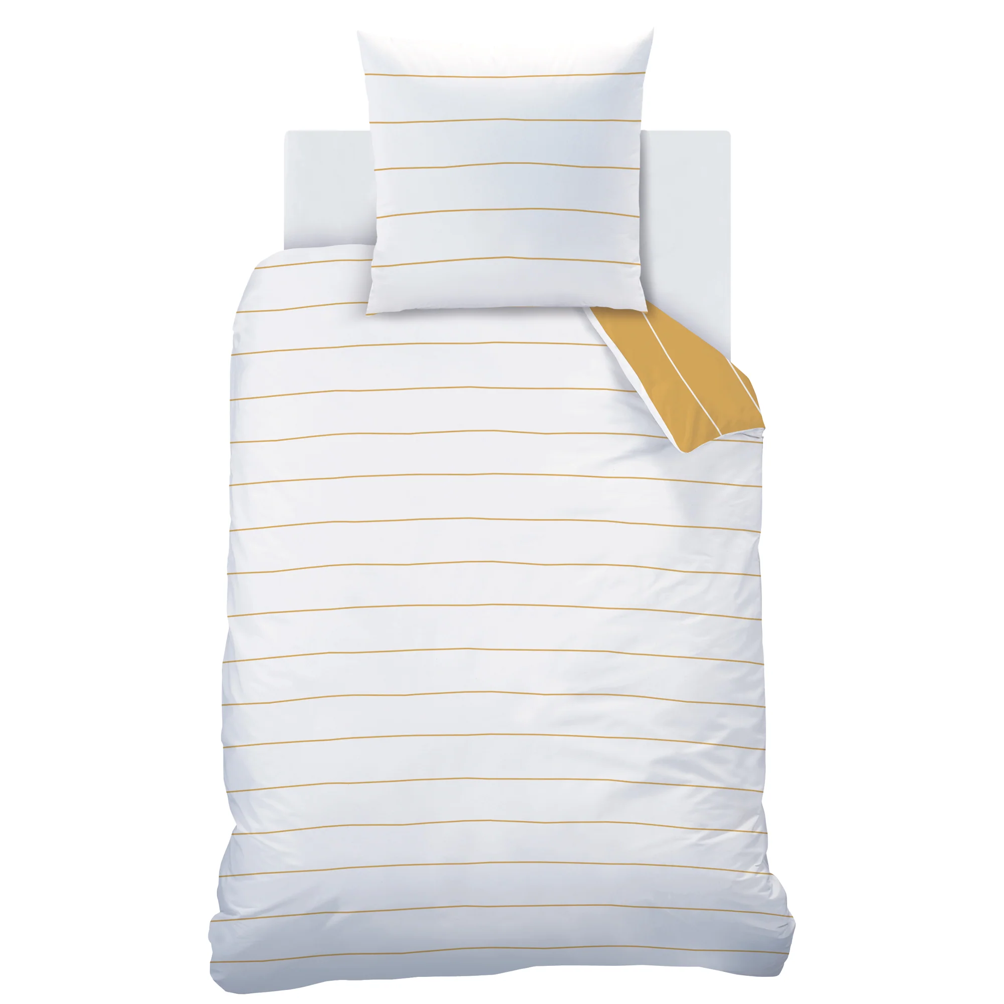 Parure De Lit - Toffee Stripes - 100% Coton - Caramel Et Blanc - Image 13
