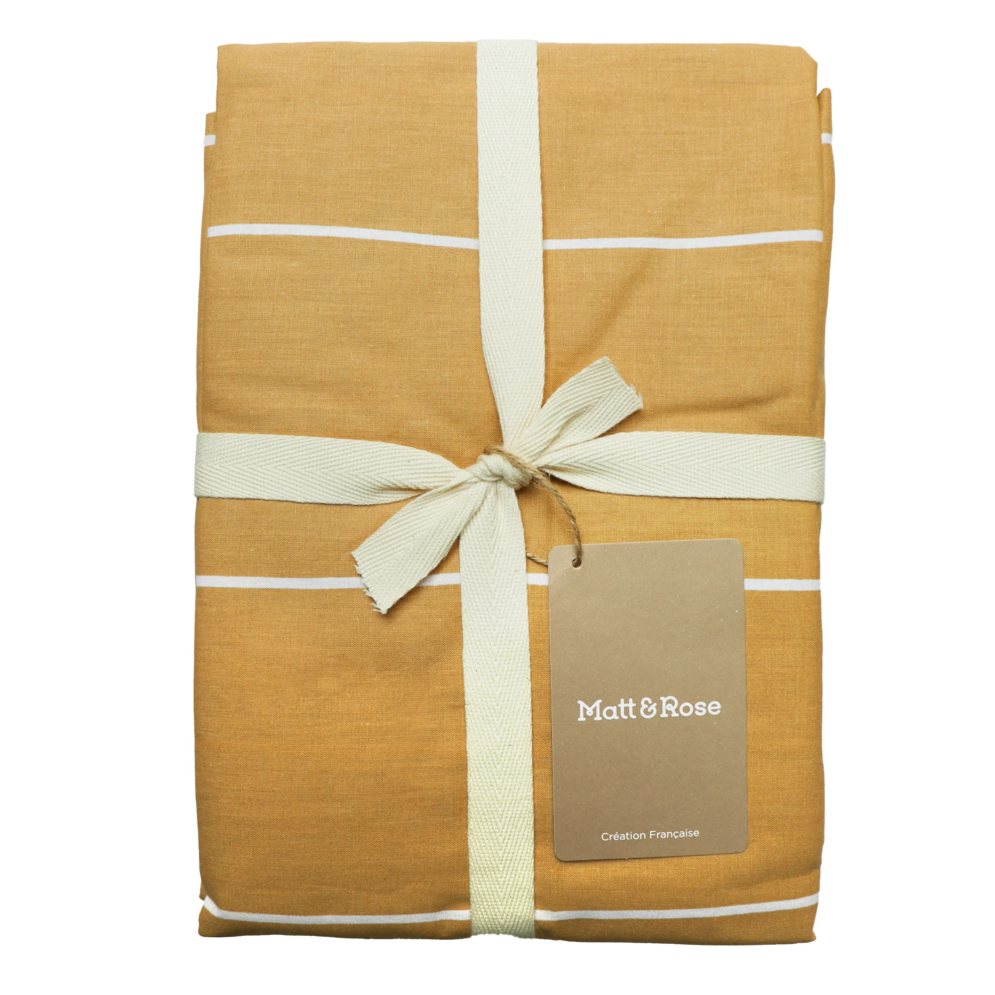 Parure De Lit - Toffee Stripes - 100% Coton - Caramel Et Blanc - Image 2