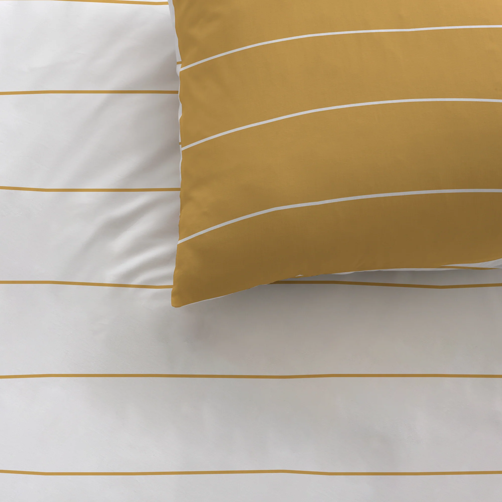 Parure De Lit - Toffee Stripes - 100% Coton - Caramel Et Blanc - Image 6