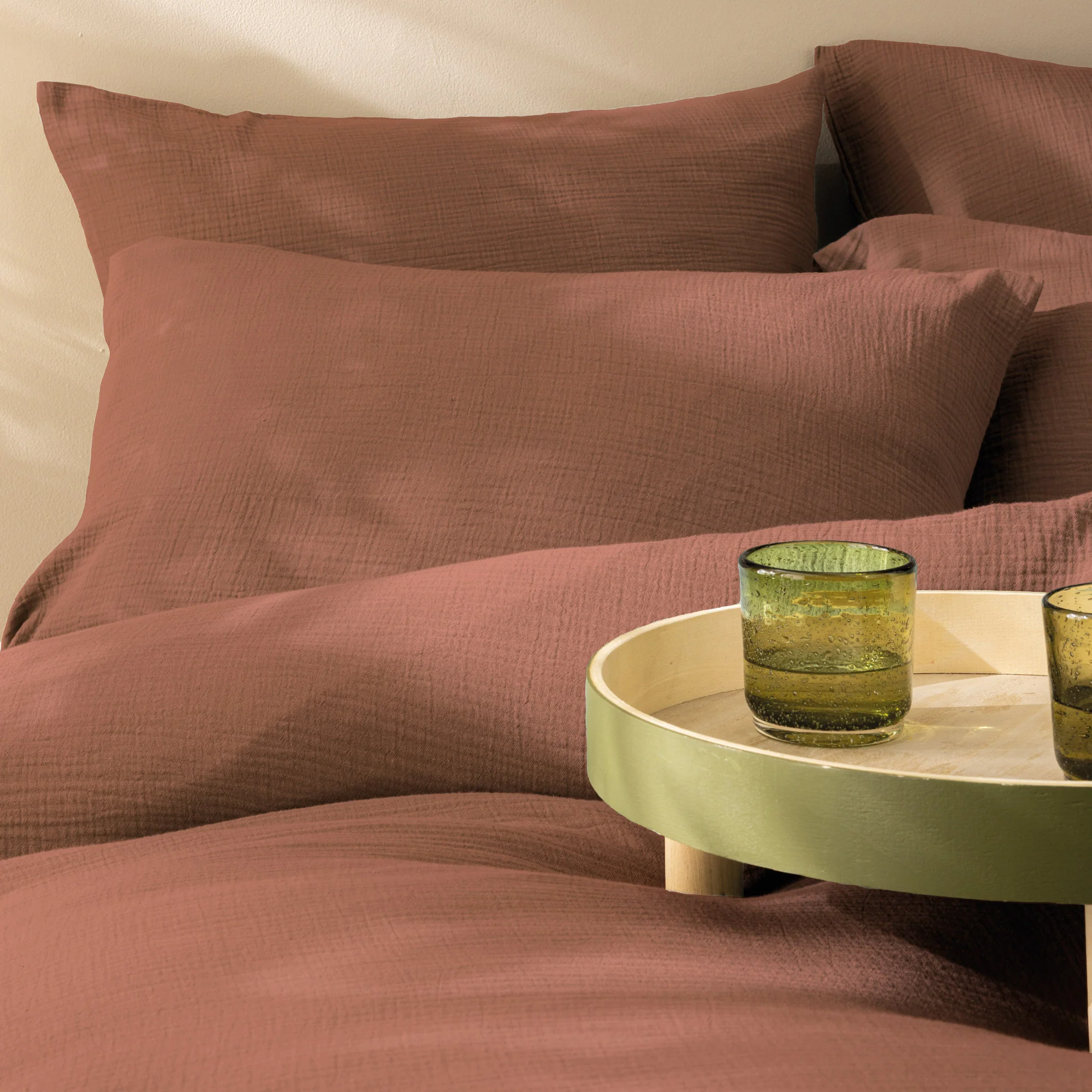 Housse De Couette - Gaze De Coton - 100% Gaze De Coton - Terre Cuite - Image 3