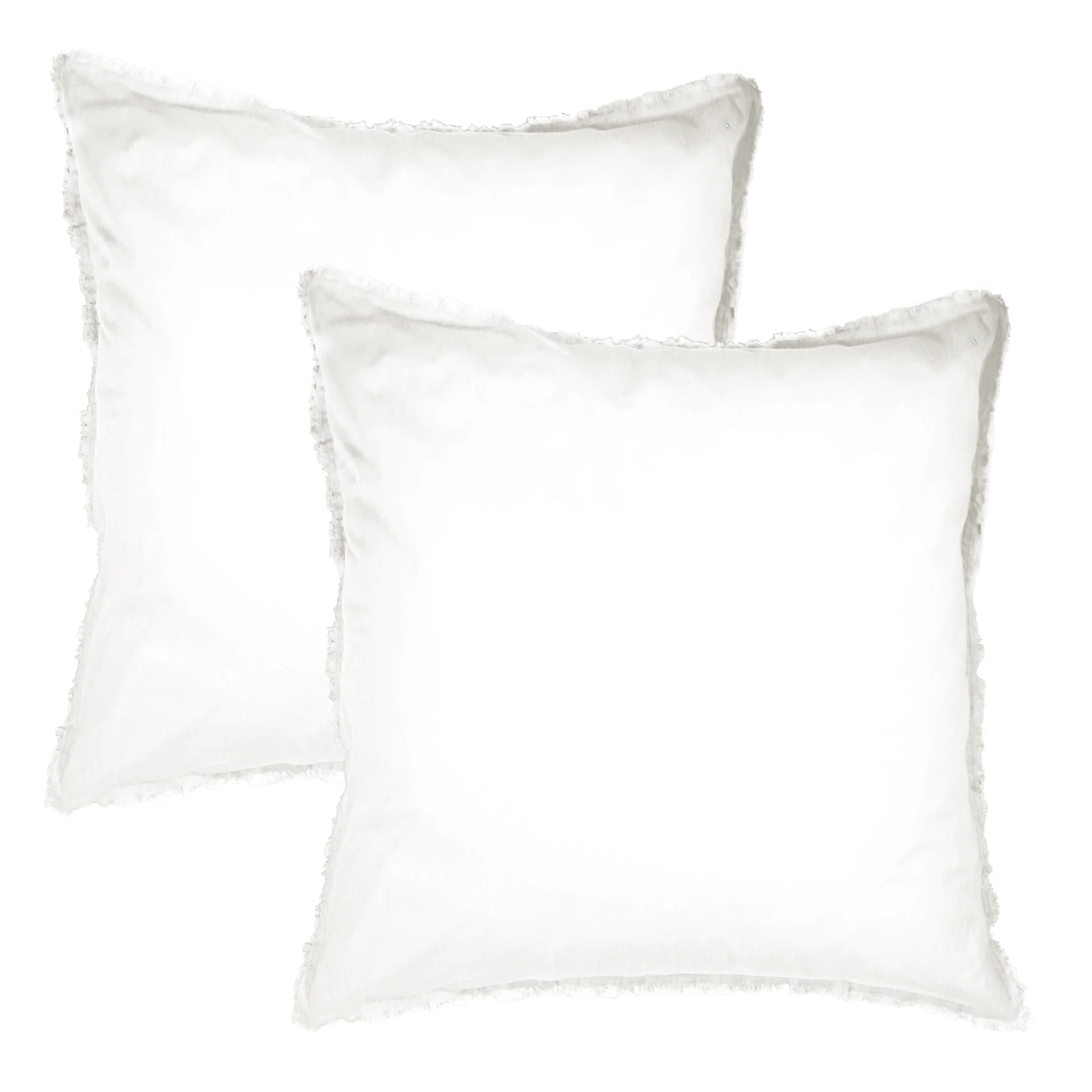 Lot De 2 Taies D'Oreillers - Coton Lavé À Franges - 100% Coton Lavé - Blanc - Image 3