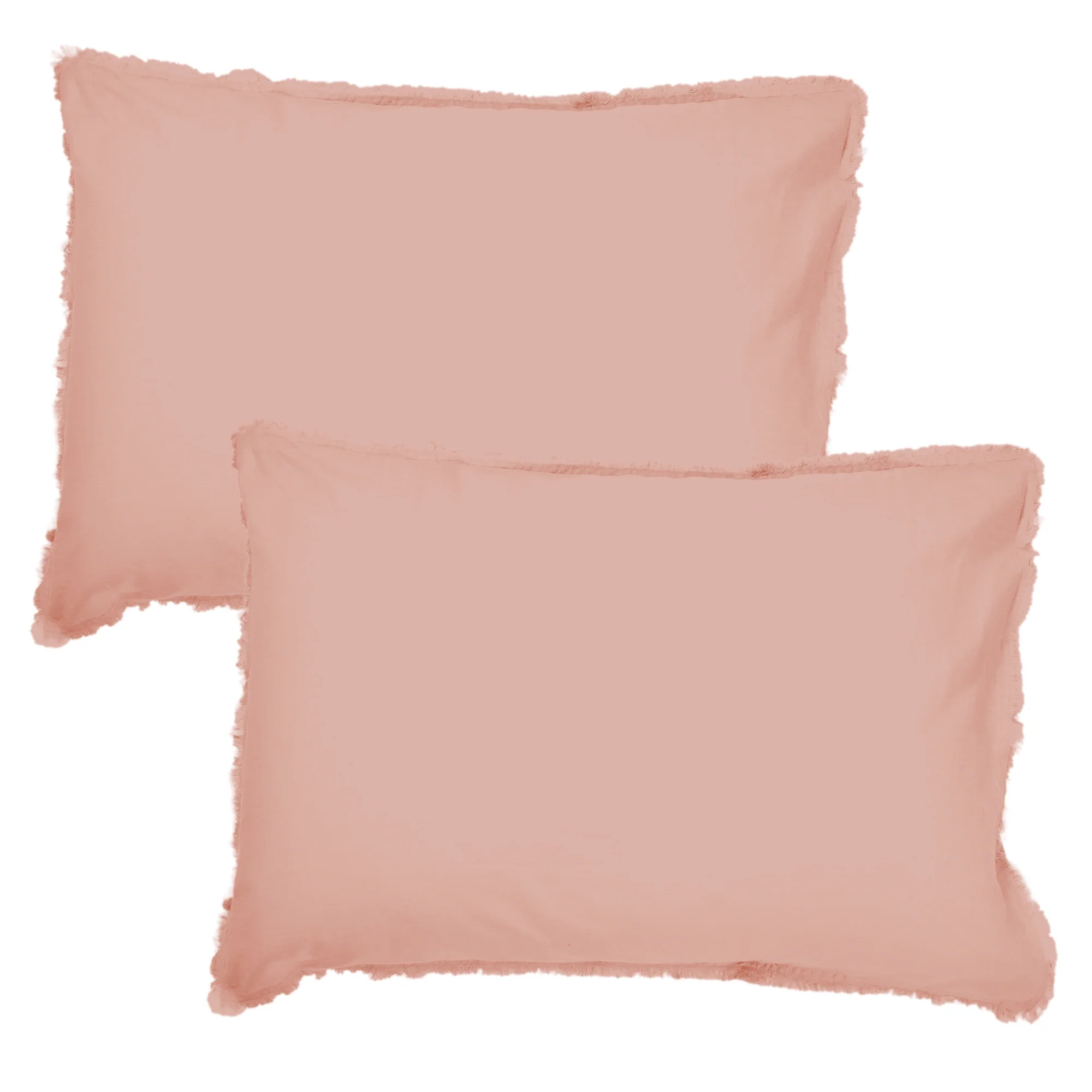 Lot De 2 Taies D'Oreillers - Coton Lavé À Franges - 100% Coton Lavé - Nude - Image 7