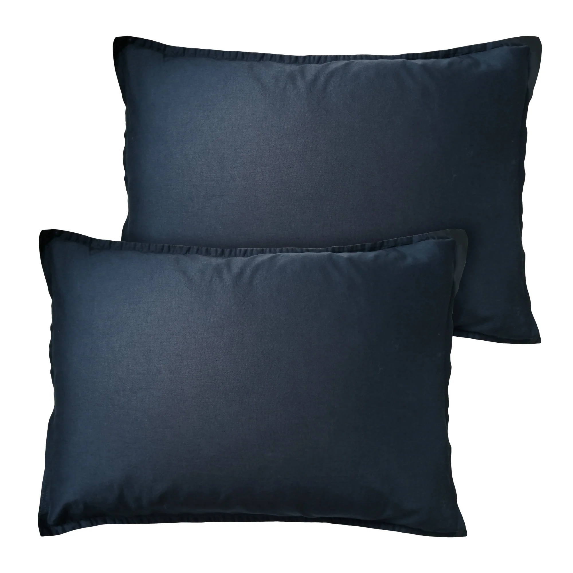 Lot De 2 Taies D'Oreillers - Coton Lavé Volant - 100% Coton Lavé - Bleu Nuit - Image 4