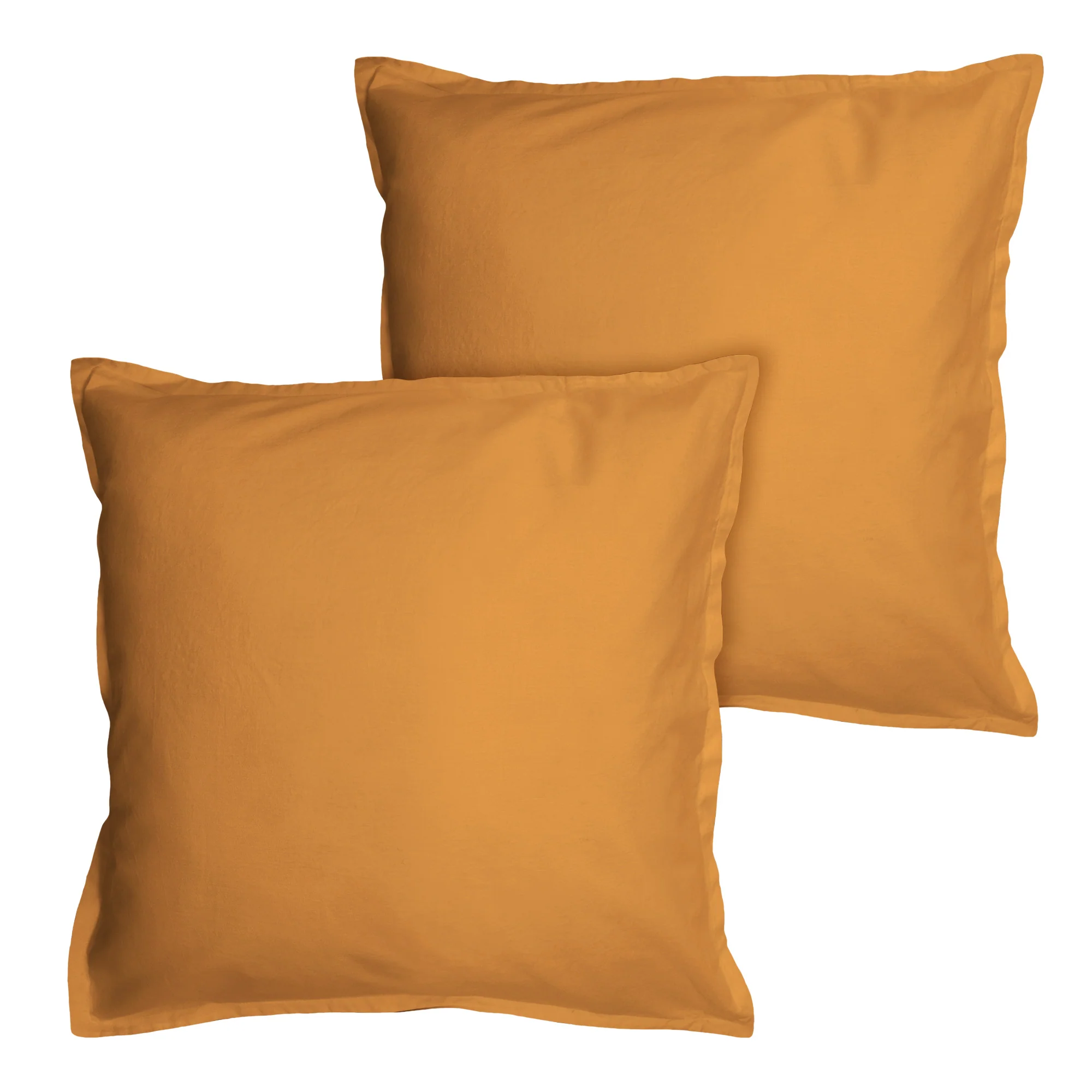 Lot De 2 Taies D'Oreillers - Coton Lavé Volant - 100% Coton Lavé - Caramel - Image 2