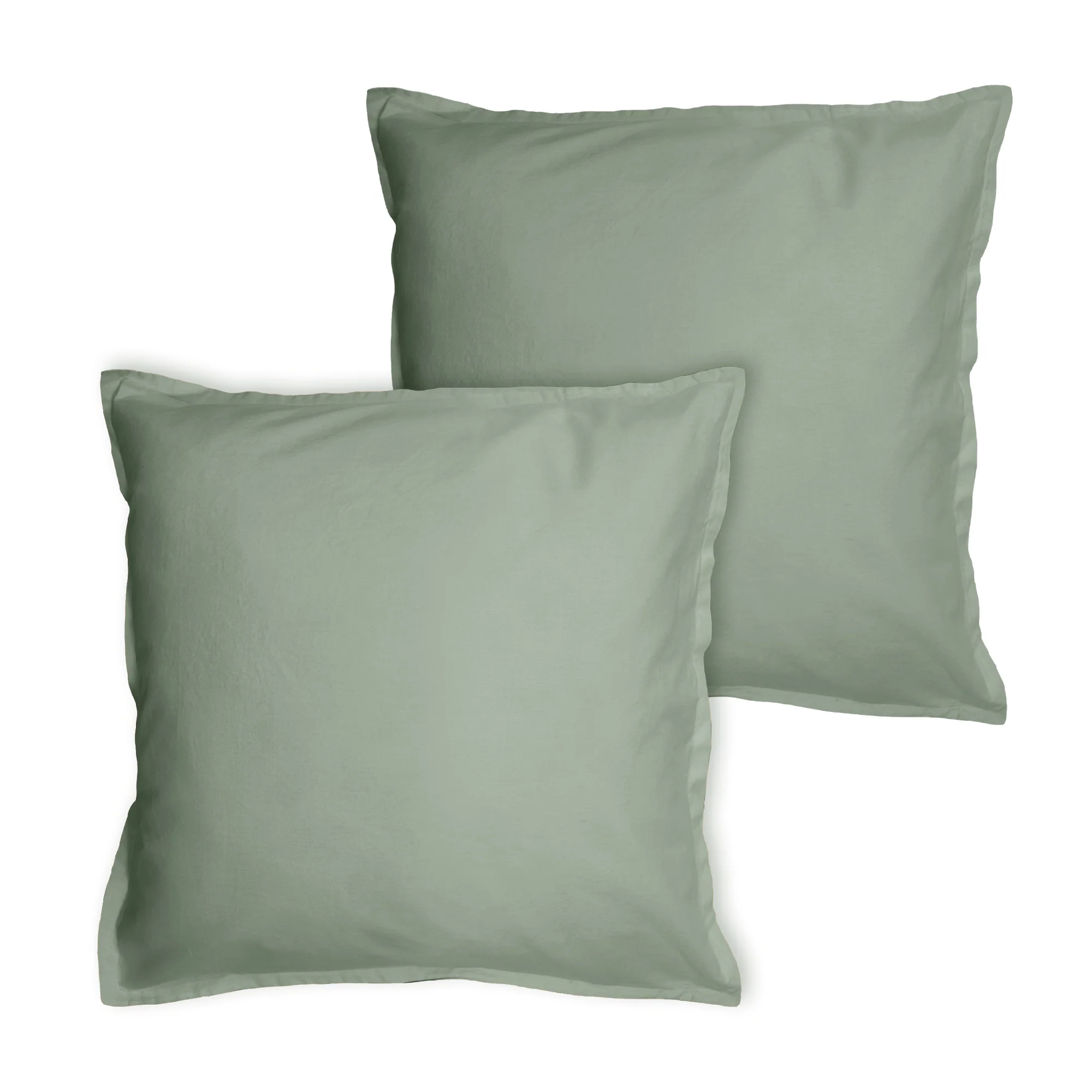 Lot De 2 Taies D'Oreillers - Coton Lavé Volant - 100% Coton Lavé - Lichen - Image 3
