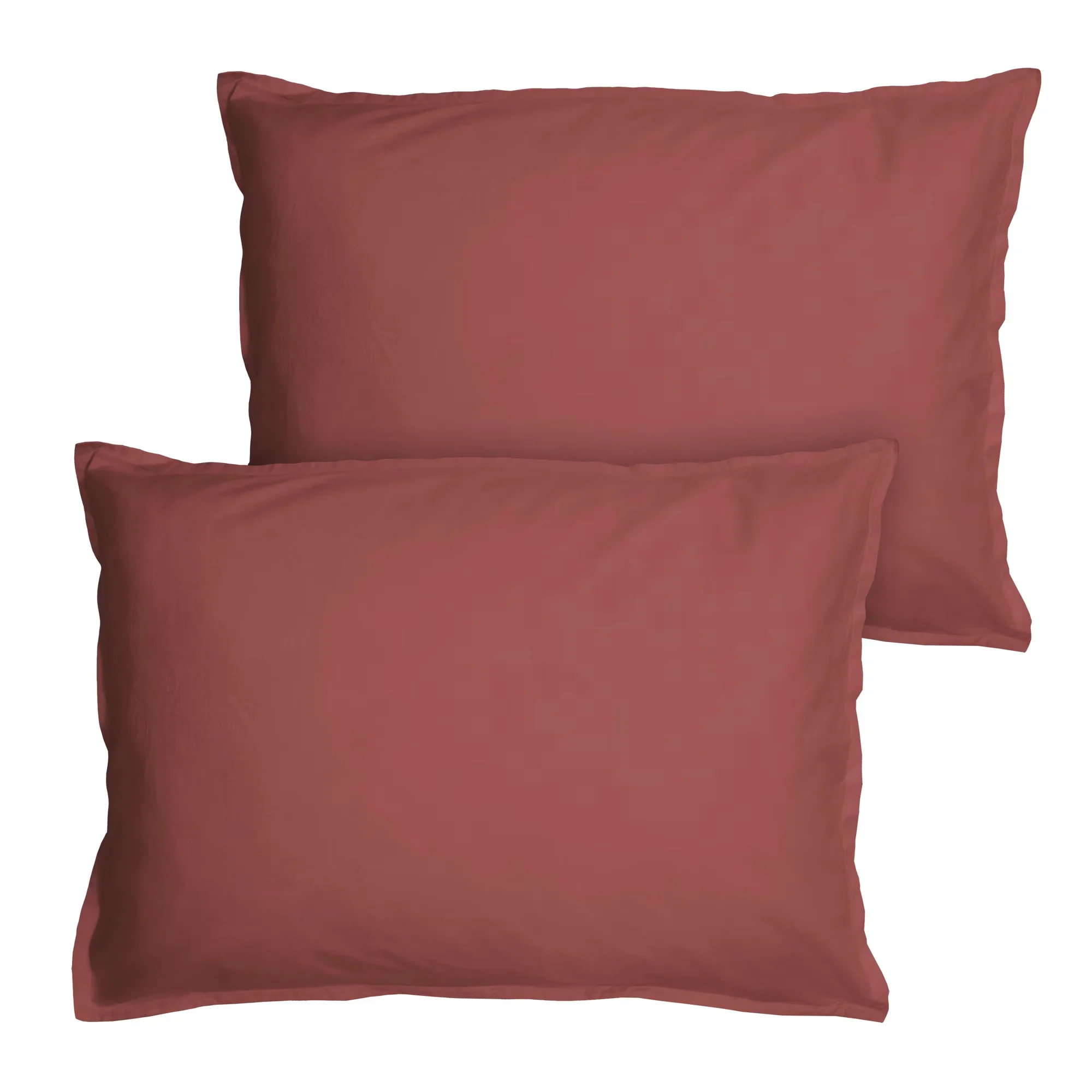 Lot De 2 Taies D'Oreillers - Coton Lavé Volant - 100% Coton Lavé - Lie De Vin - Image 4