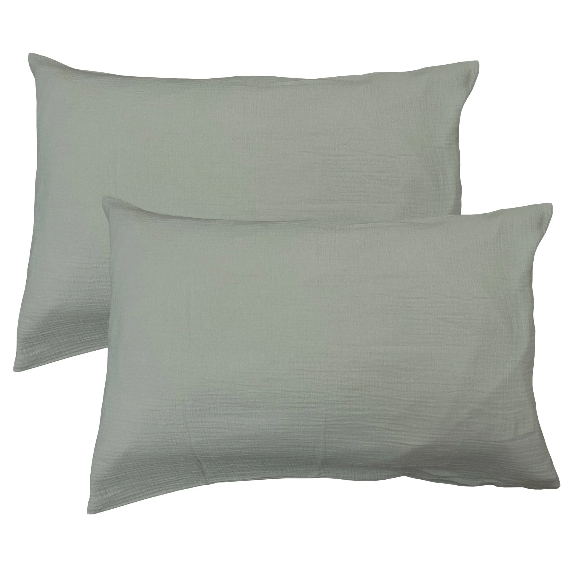 Lot De 2 Taies D'Oreillers - Gaze De Coton - 100% Gaze De Coton - Lichen - Image 5