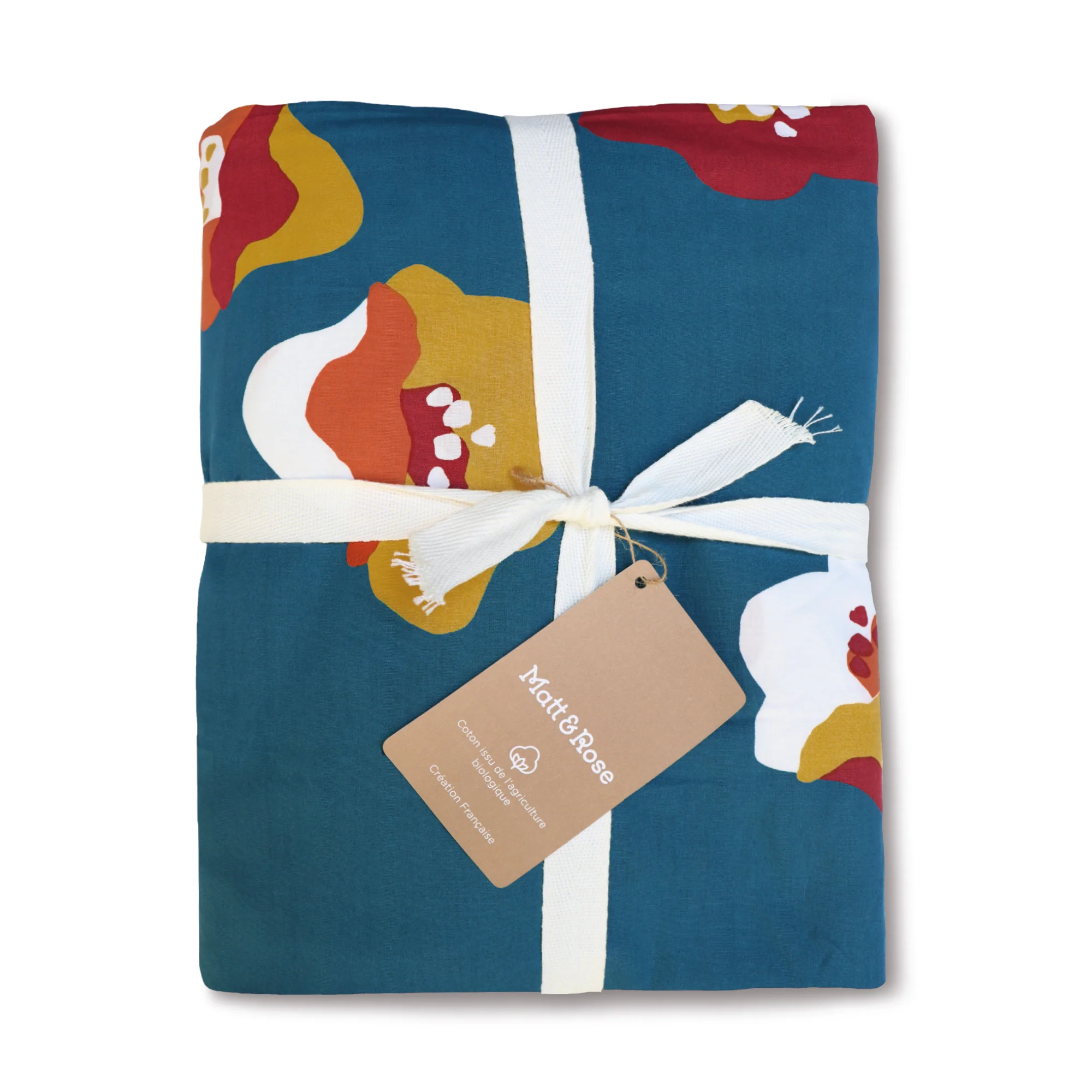 Lot De 2 Taies D'Oreillers - Narcisse - 100% Coton - Bleu Canard Et Blanc - Image 4