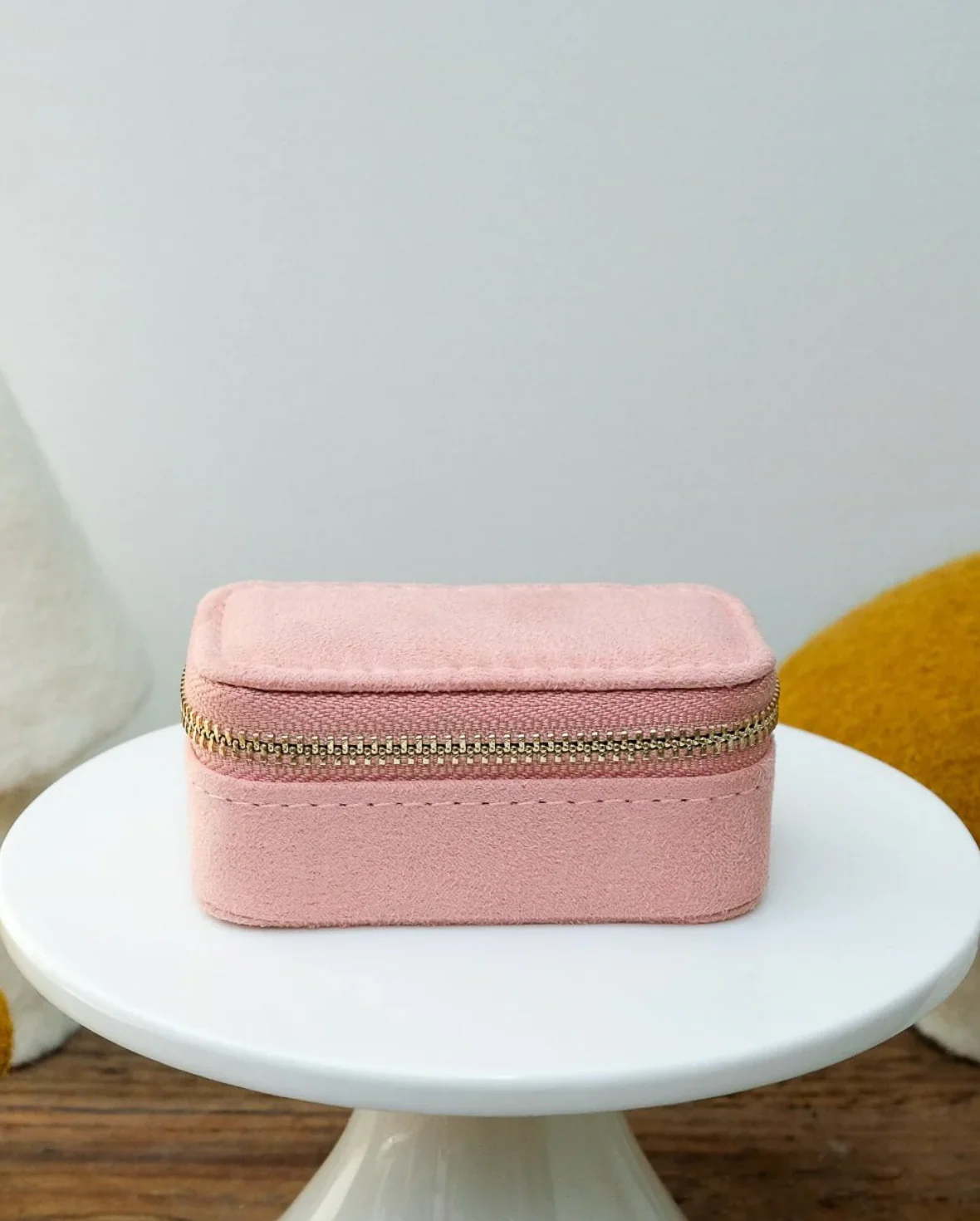 Mini Boîte À Bijoux De Voyage Marie En Velours Rose - Image 2