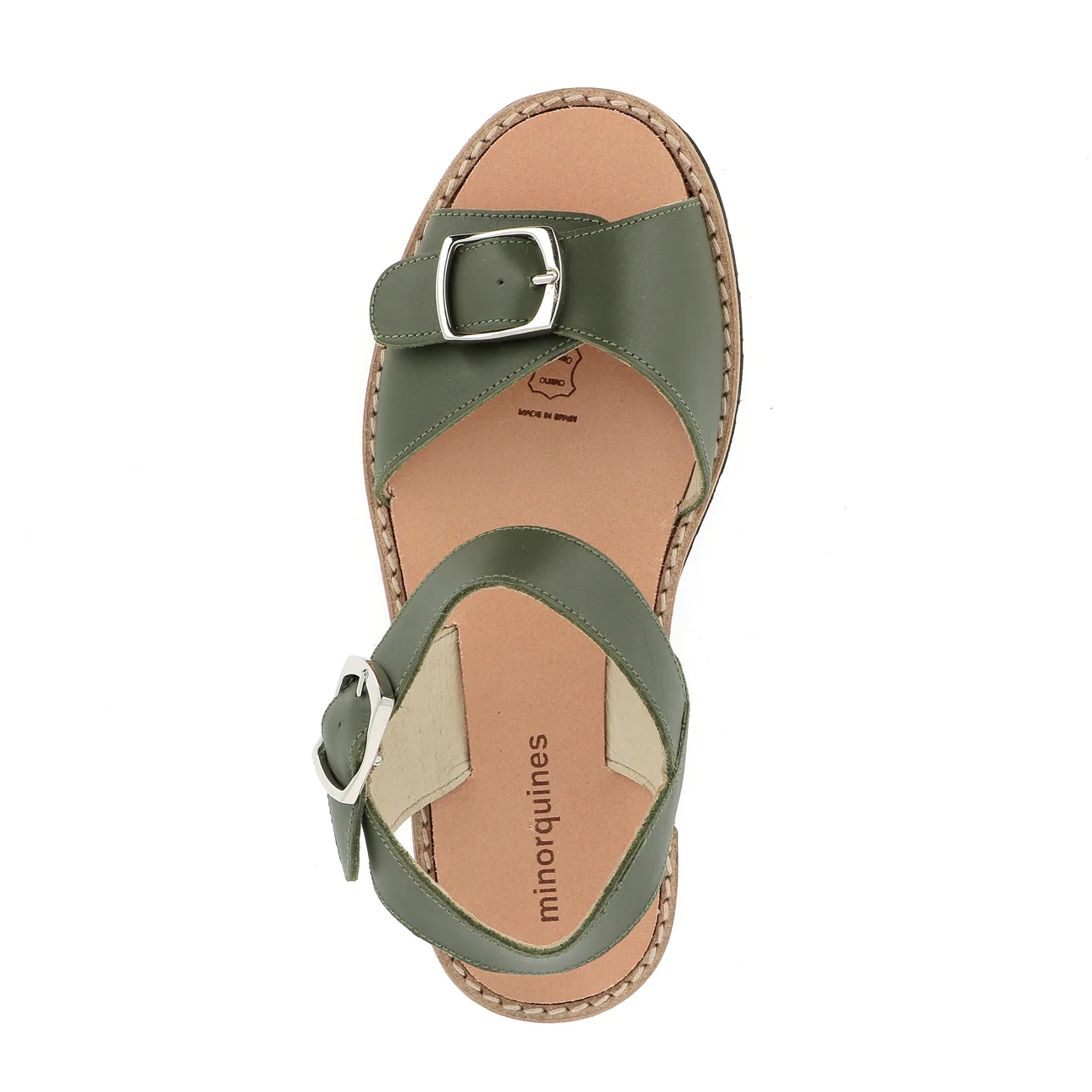 Sandales Avarca Boucle Cuir Army - Vert - Image 2