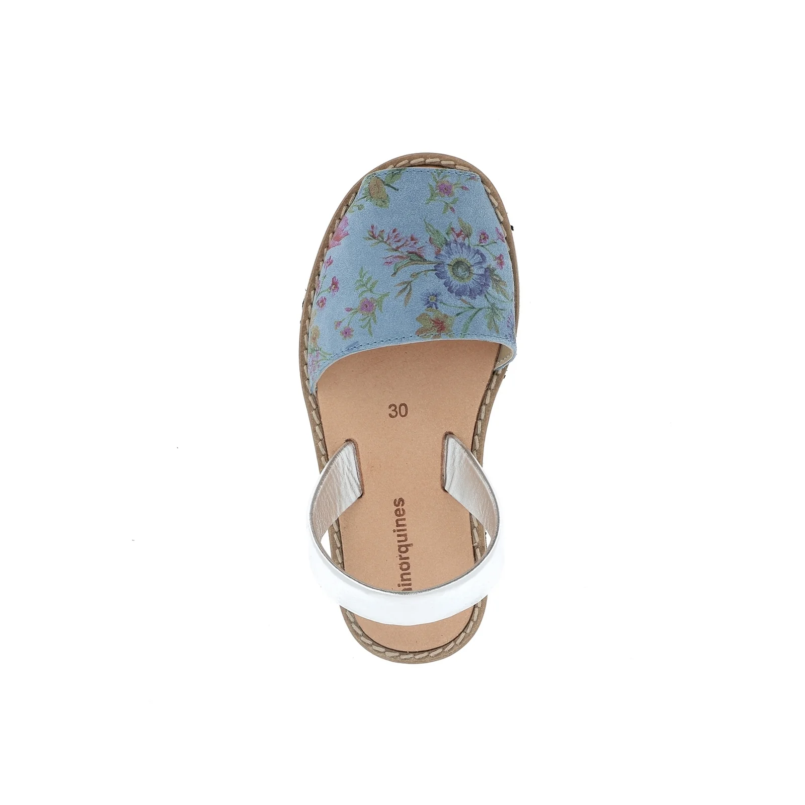 Sandales Avarca Cuir Fleuri Bleu - Bleu - Image 3