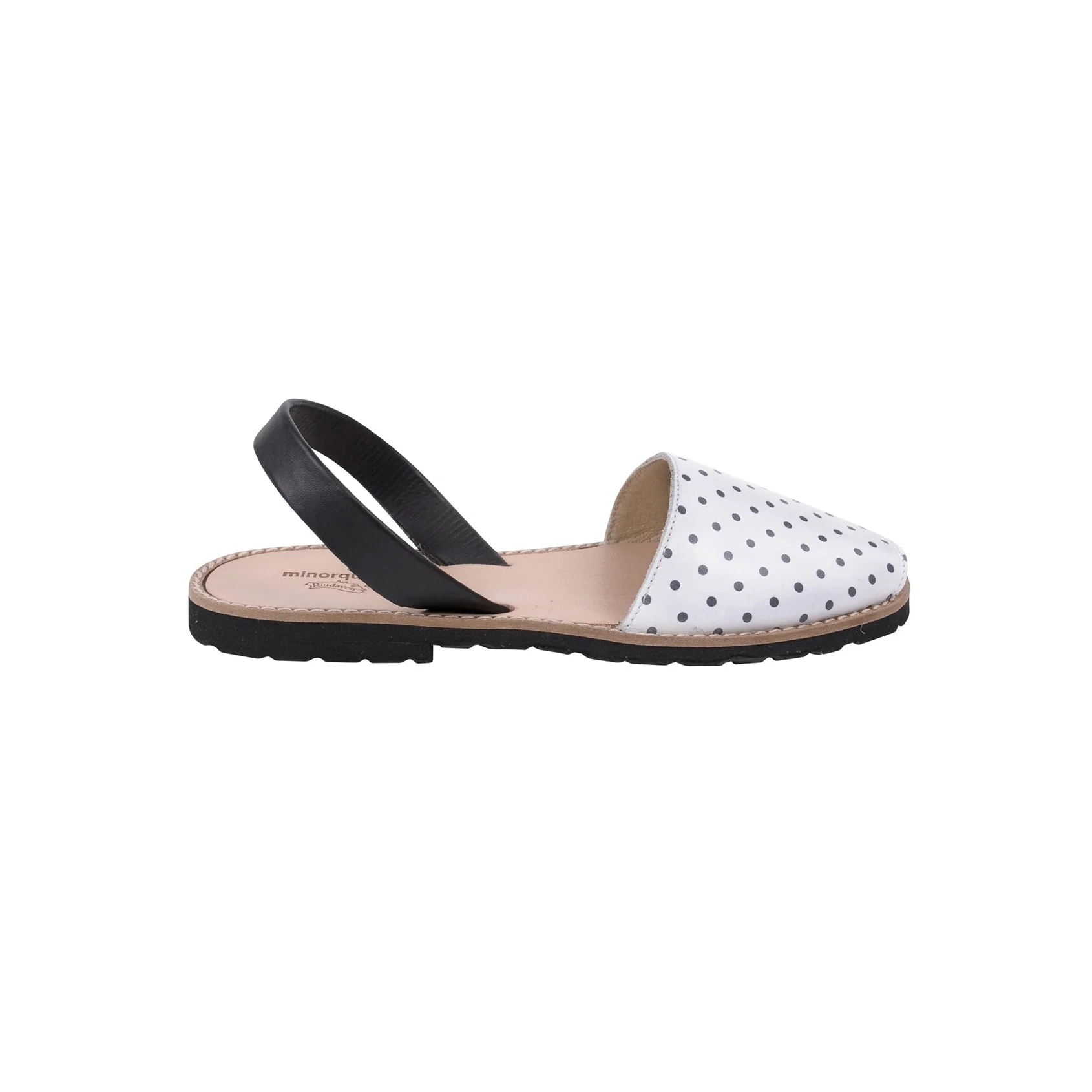 Sandales Avarca Cuir Pois Noirs - Blanc - Image 2